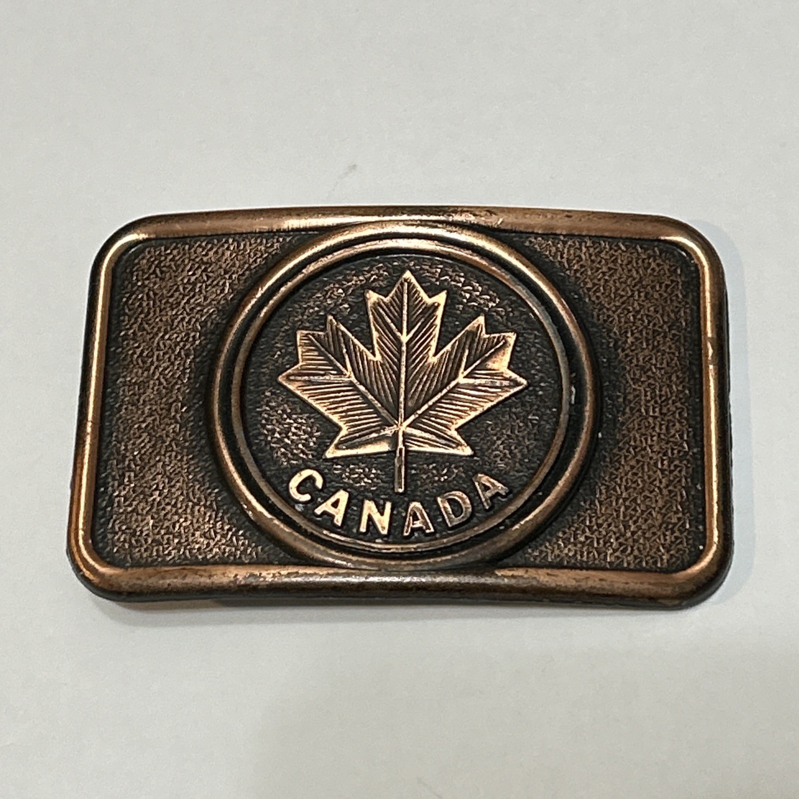 Vintage Canada Belt Buckle Maple Leaf Buckle Copper Metal Made By Century