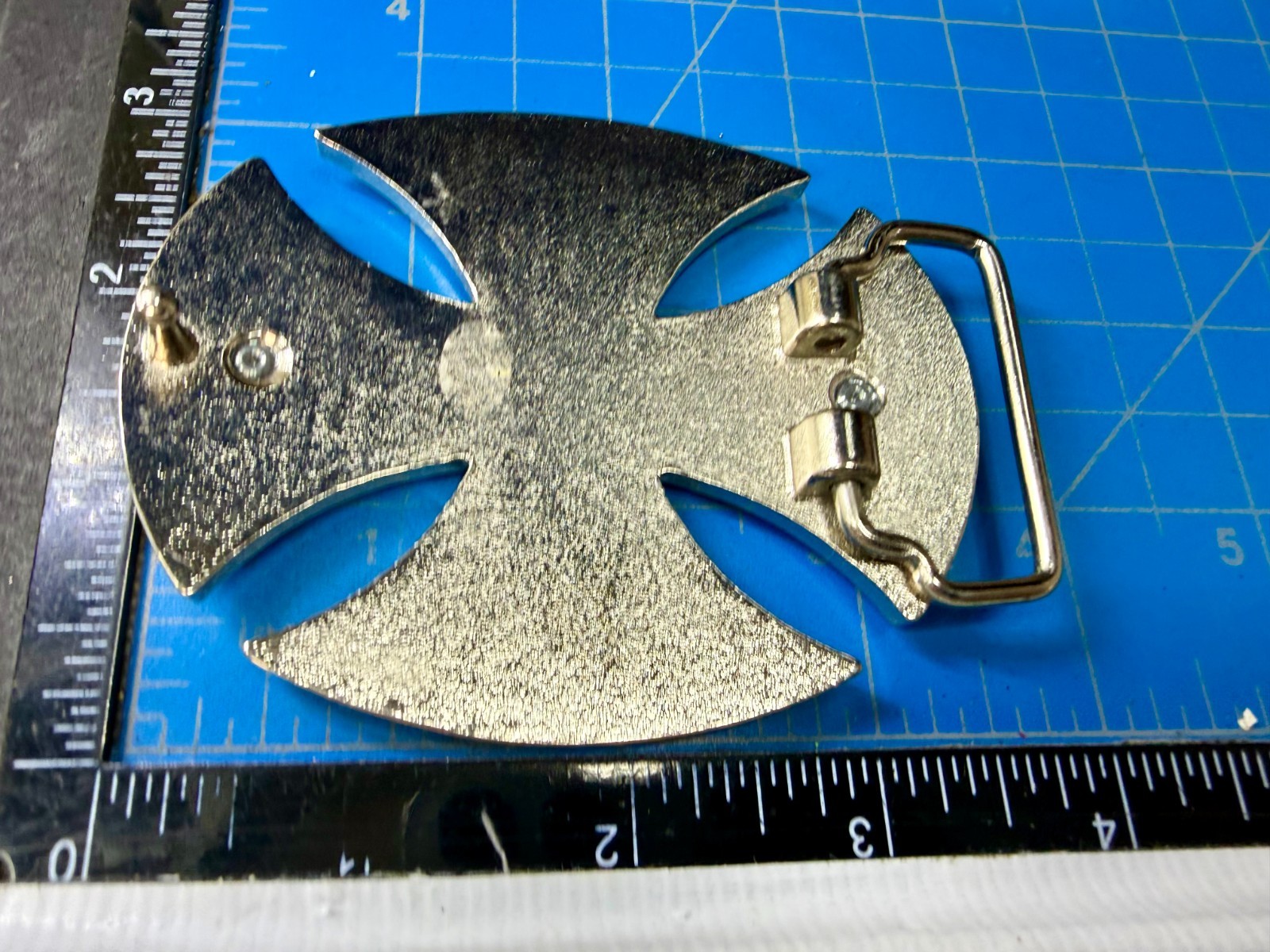 Maltese Celtic Iron Cross Gothic Punk Biker Vibe Cutout Silver Tone Belt Buckle