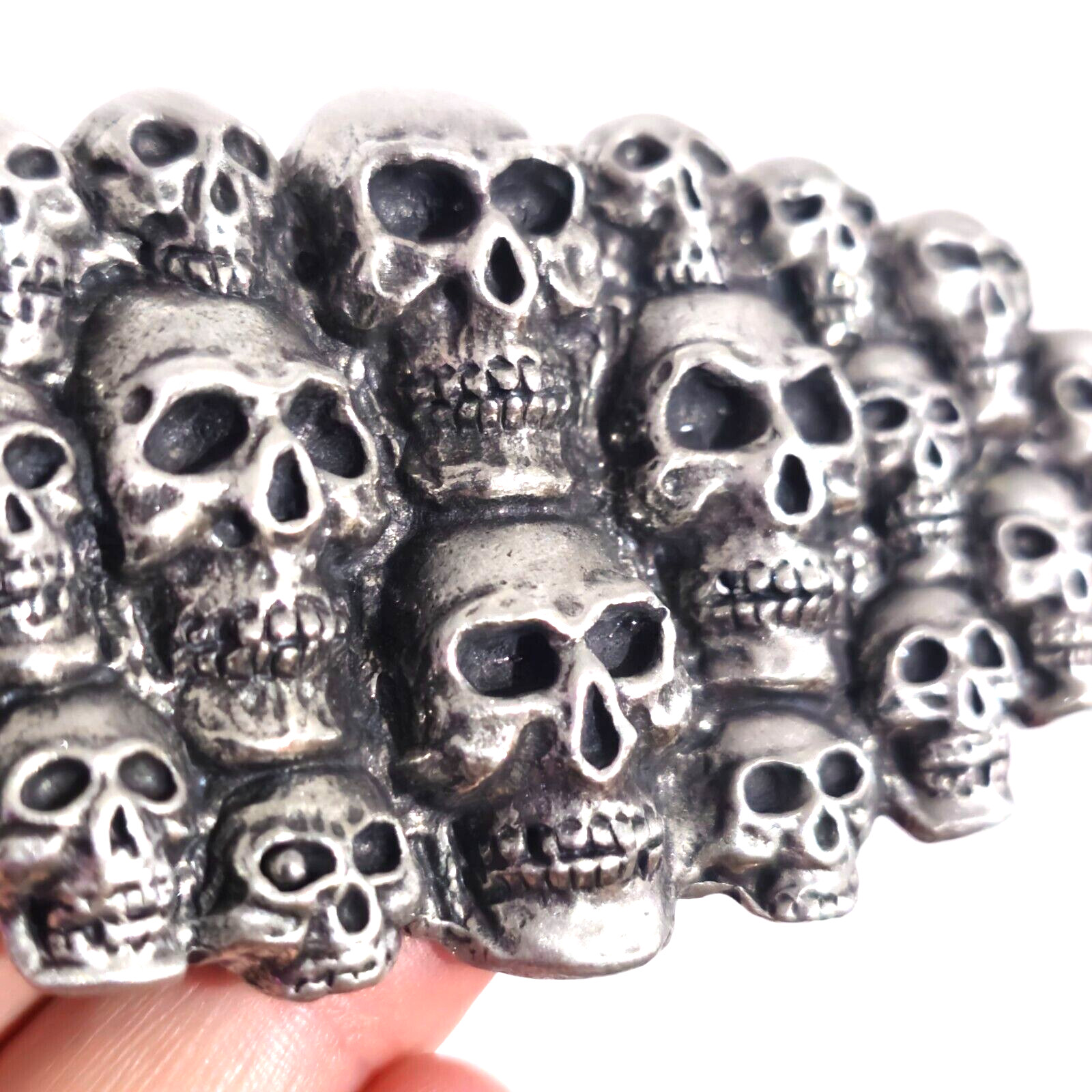 Multi Skull Belt Buckle UK Pewter Large Buckle Biker Punk 20 Skulls Buckle Only