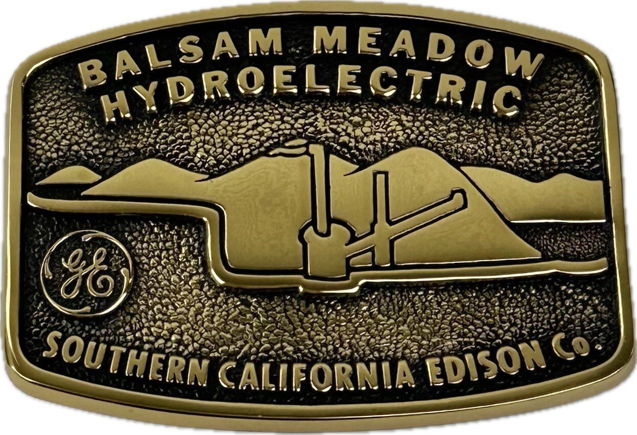 Vintage BTS 1983 Solid Brass GE Southern CA Balsam Meadow Engraved Belt Buckle
