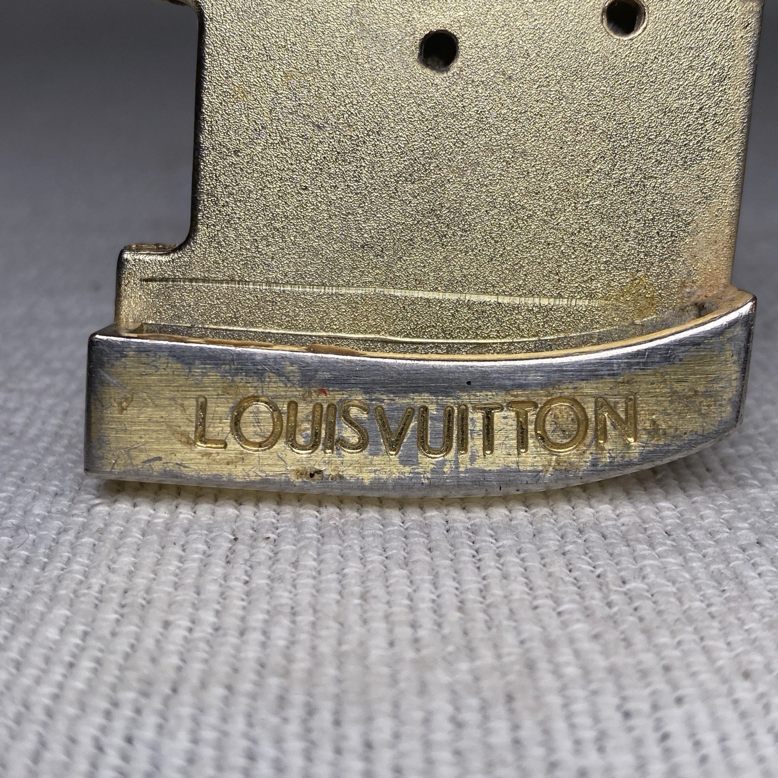 Louis Vuitton LV Iconic Gold Tone Belt Buckle ONLY Unisex #M0568U Vintage