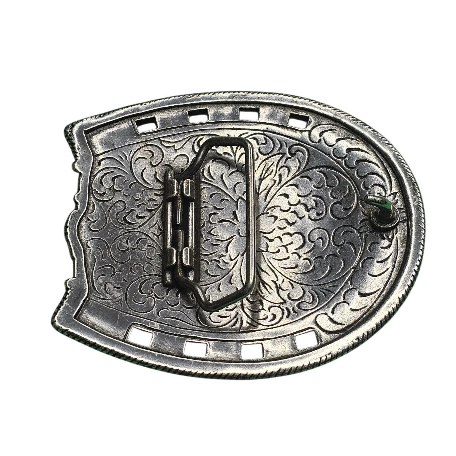 Western Style Men&rsquo;s Belt Buckle Silver Horse Rider