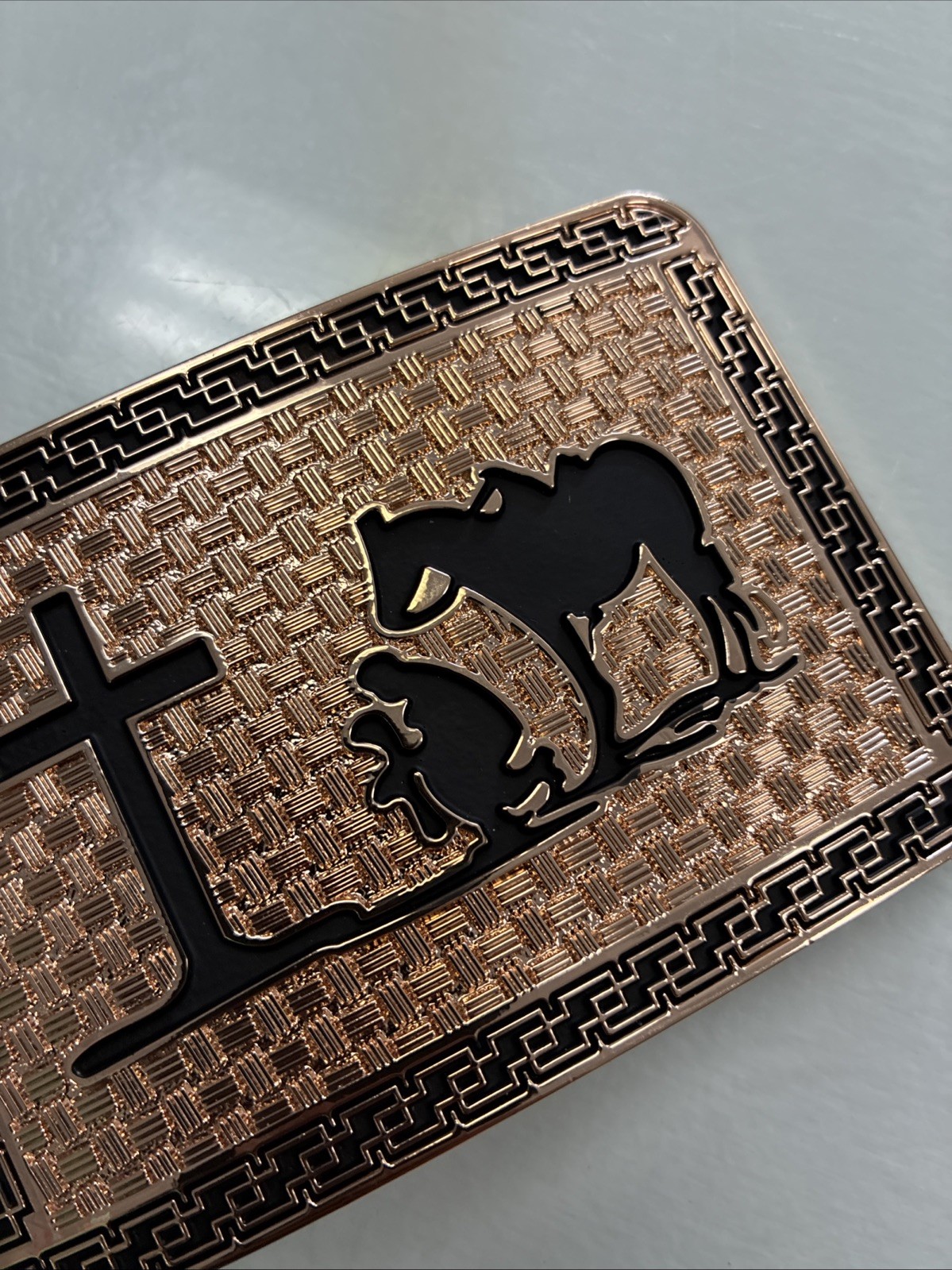 Top Notch Accessories Rose Gold Praying Cowboy Design Western Belt Buckle Used