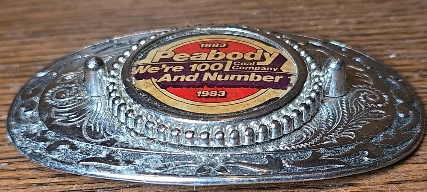 VTG 1983 100 Years Peabody Coal Mining Miners Metal Belt Buckle Indiana Kentucky