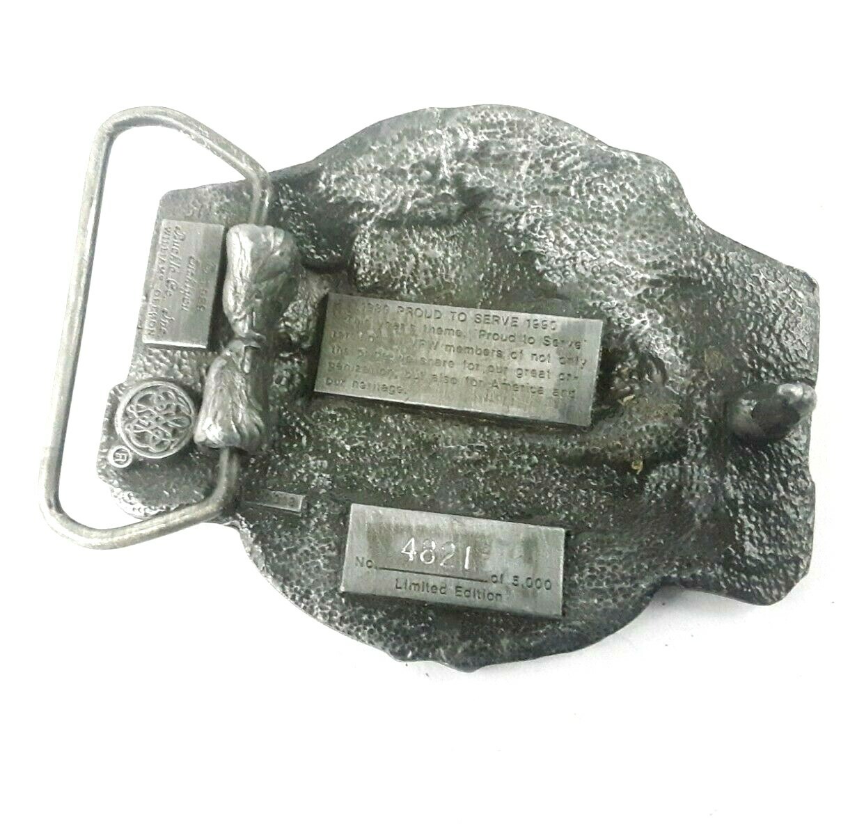 1989 Limited Edition 4821/5000 Proud To Serve VFW Screaming Eagle Belt Buckle