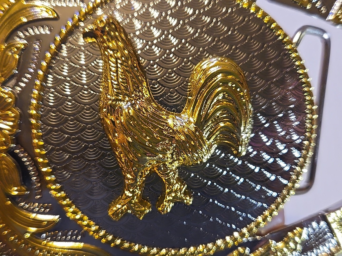 GOLD & SILVER (IN COLOR ONLY) LARGE RODEO WESTERN ROOSTER 🐓 Metal Belt Buckle
