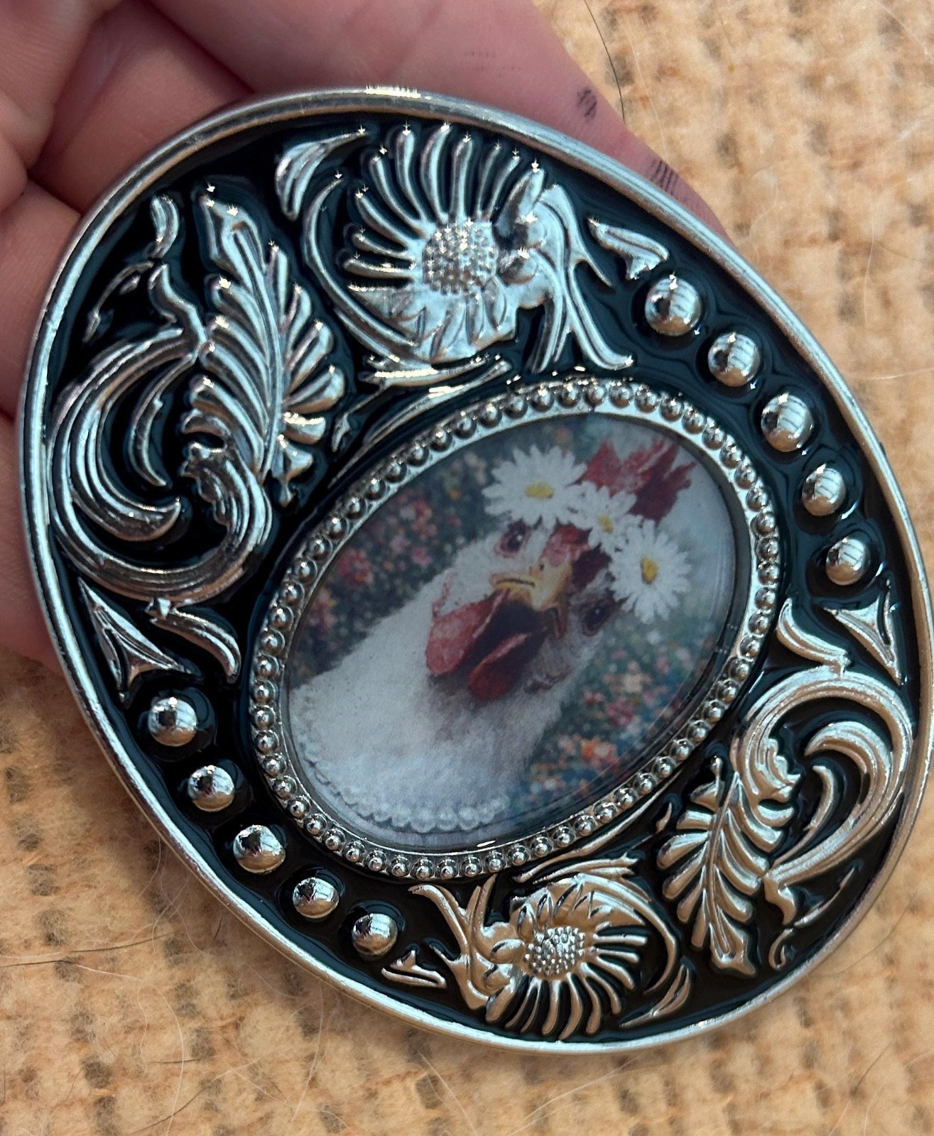 Fancy Chicken Belt Buckle Western Style Hen Lover Fits 1.5 Inch Belt Strap
