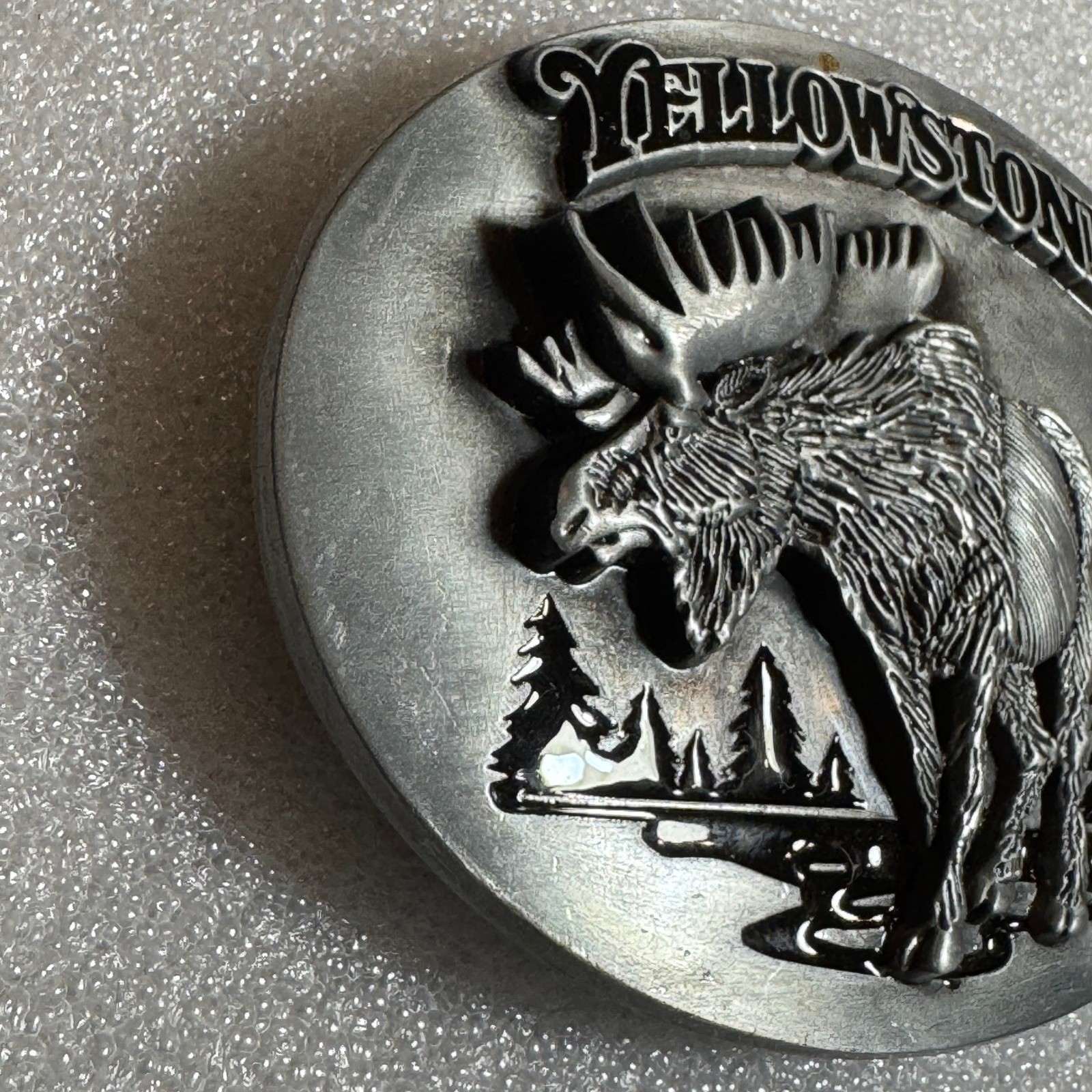 Yellowstone National Park Moose Belt Buckle Collectible Metal Silver Tone