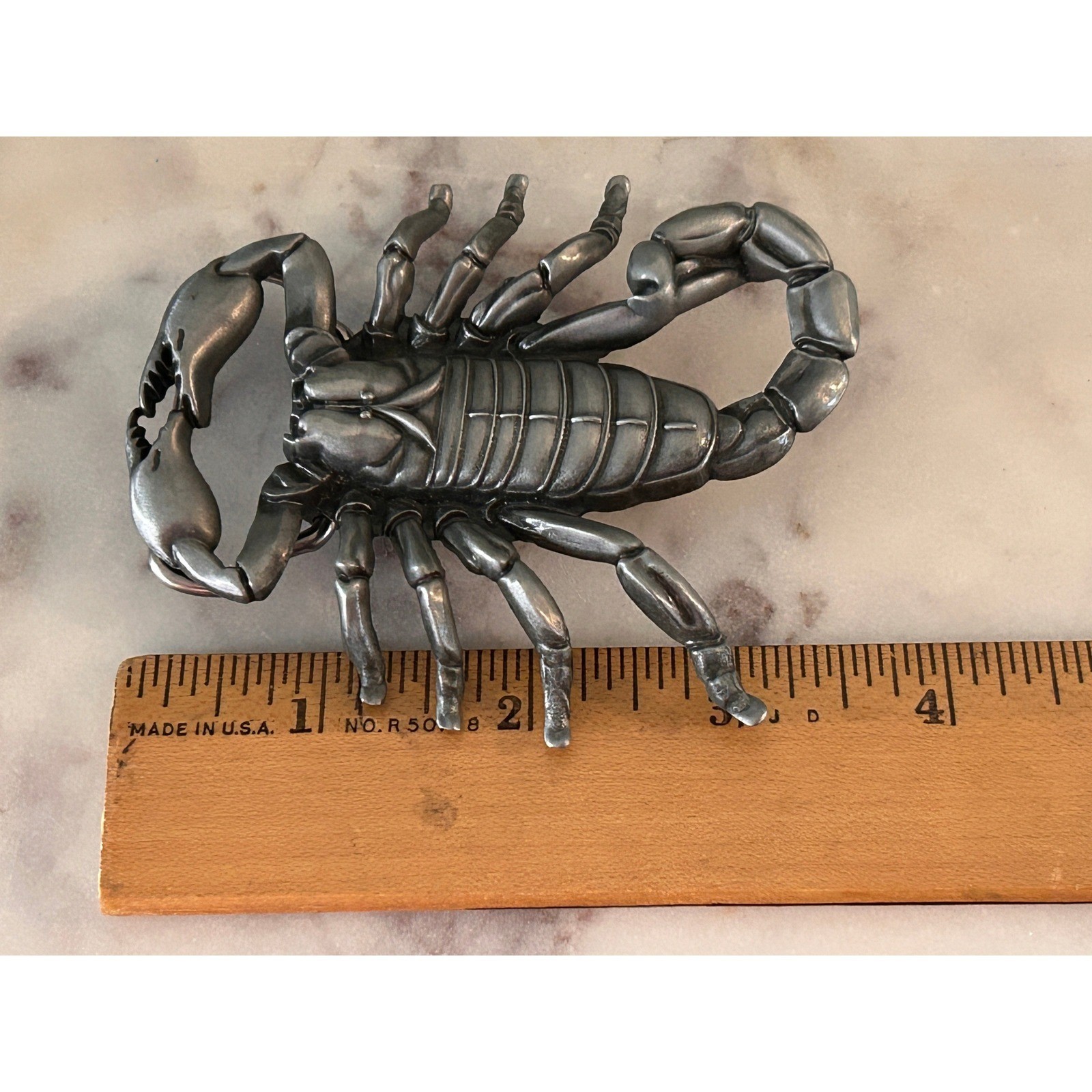 Fun Buckles Vintage Scorpion Belt Buckle Pewter Tone 3D Metal Biker Western 4in