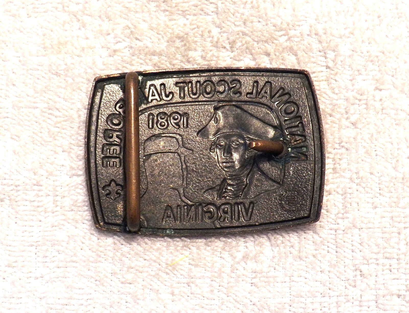 CLASSIC BELT BUCKLE NATIONAL BOY SCOUT JAMBOREE 1981 VIRGINIA GOLD TONE BB12