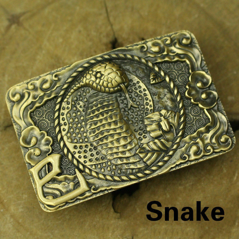 Chinese Zodiac Belt Buckles Brass Golden Toad Embossed Buckle Head Retro Decor