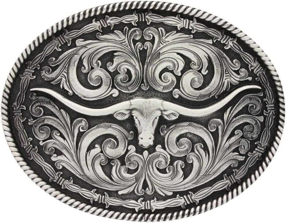 Montana Silversmiths Longhorn Collection Western Attitude Belt Buckle