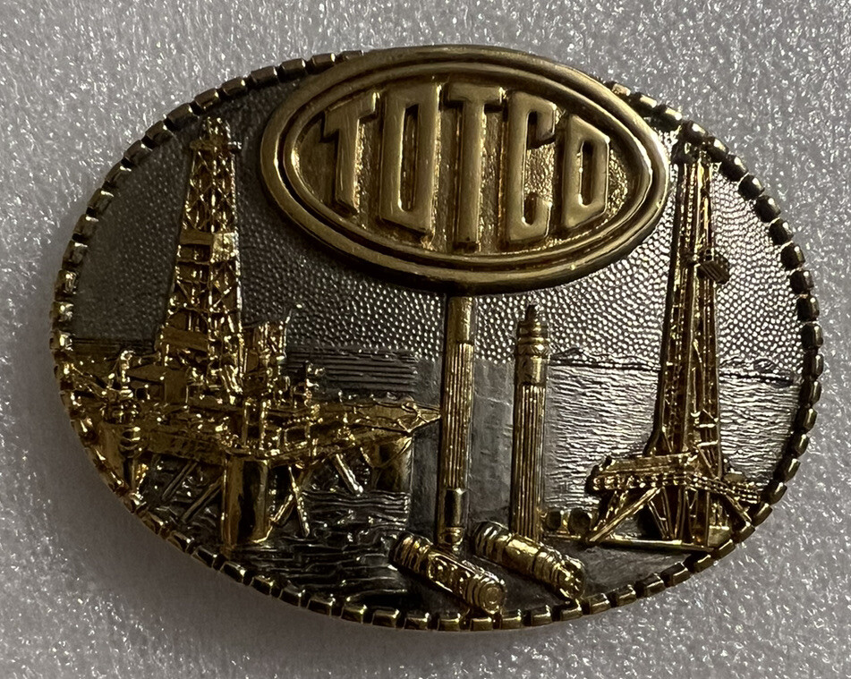 1981 TOTCO COMPANY BELT BUCKLE – HEAVY BRASS – VTG New Unused Offshore Plated