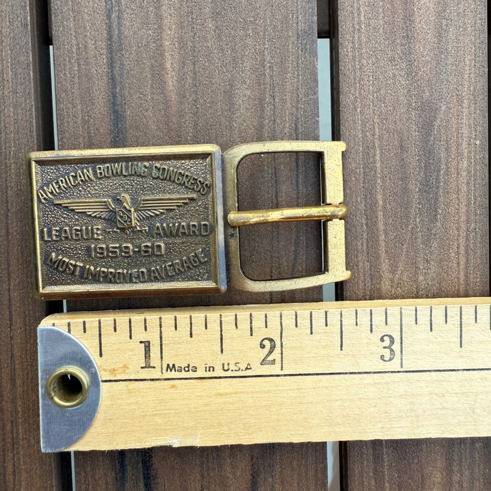 American Bowling Congress League Award Belt Buckle 1959-60 Average Brass