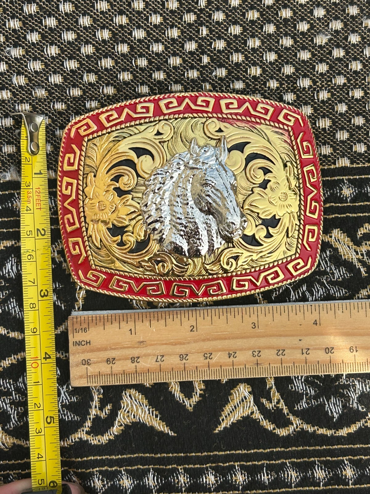 Western Buckle Gold Silver Red Horse Head Buckle Cowboy 2 » Hebillas Vaqueras
