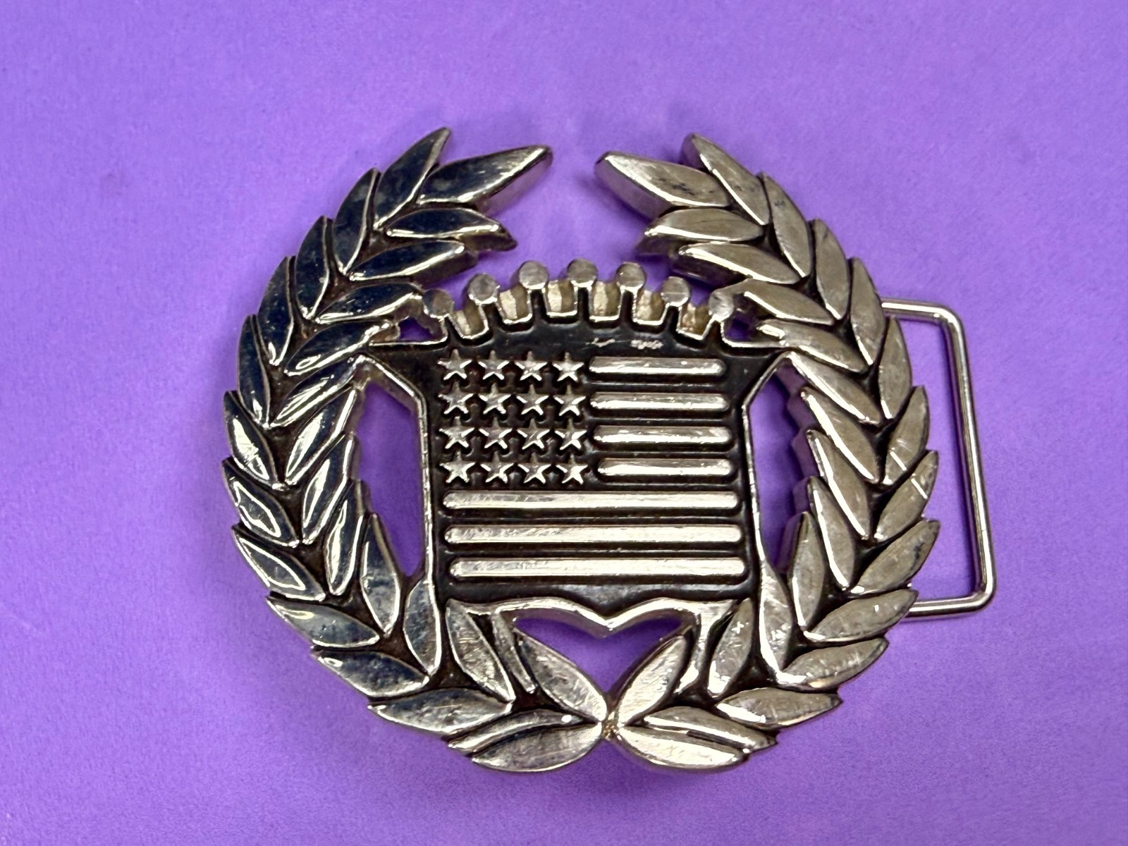 Cadillac Emblem Flag Chrome Color Belt Buckle By Famous Stars And Straps
