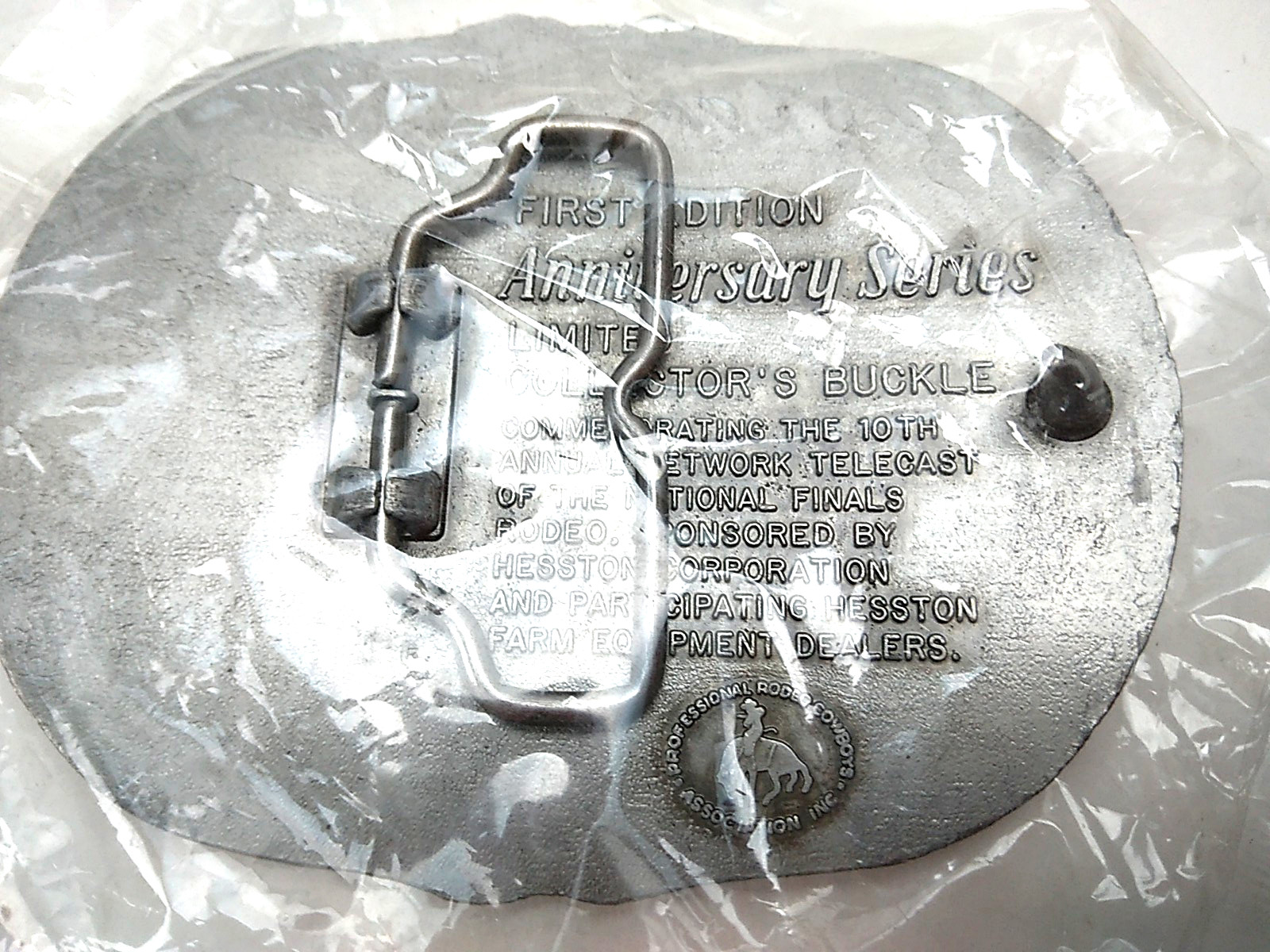National Finals Rodeo Hesston 1983 NFR Adult Cowboy Buckle New in Plastic