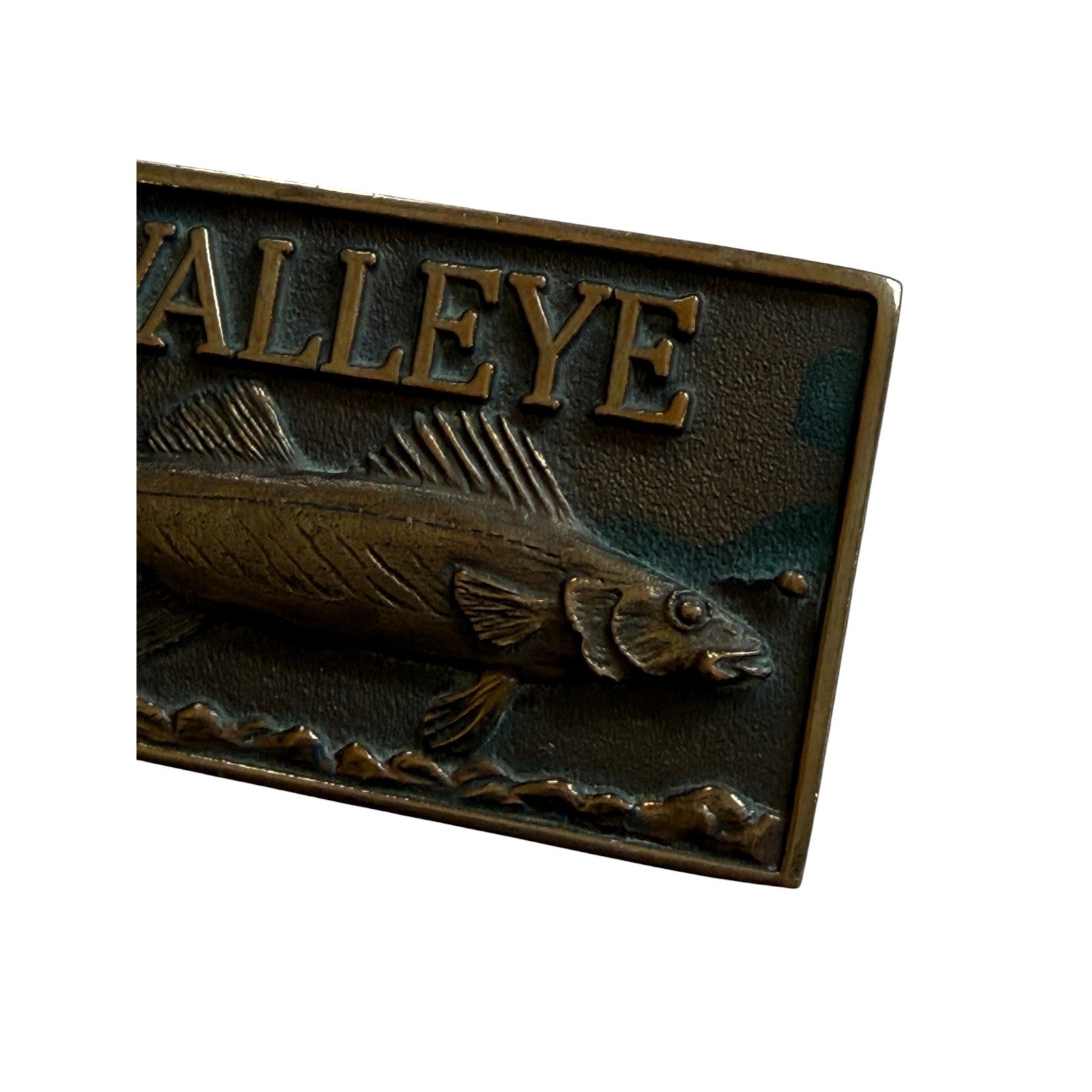 Vintage Walleye Fish Belt Buckle 1990 Buckle Man J. Michael Burdette Brass Tone