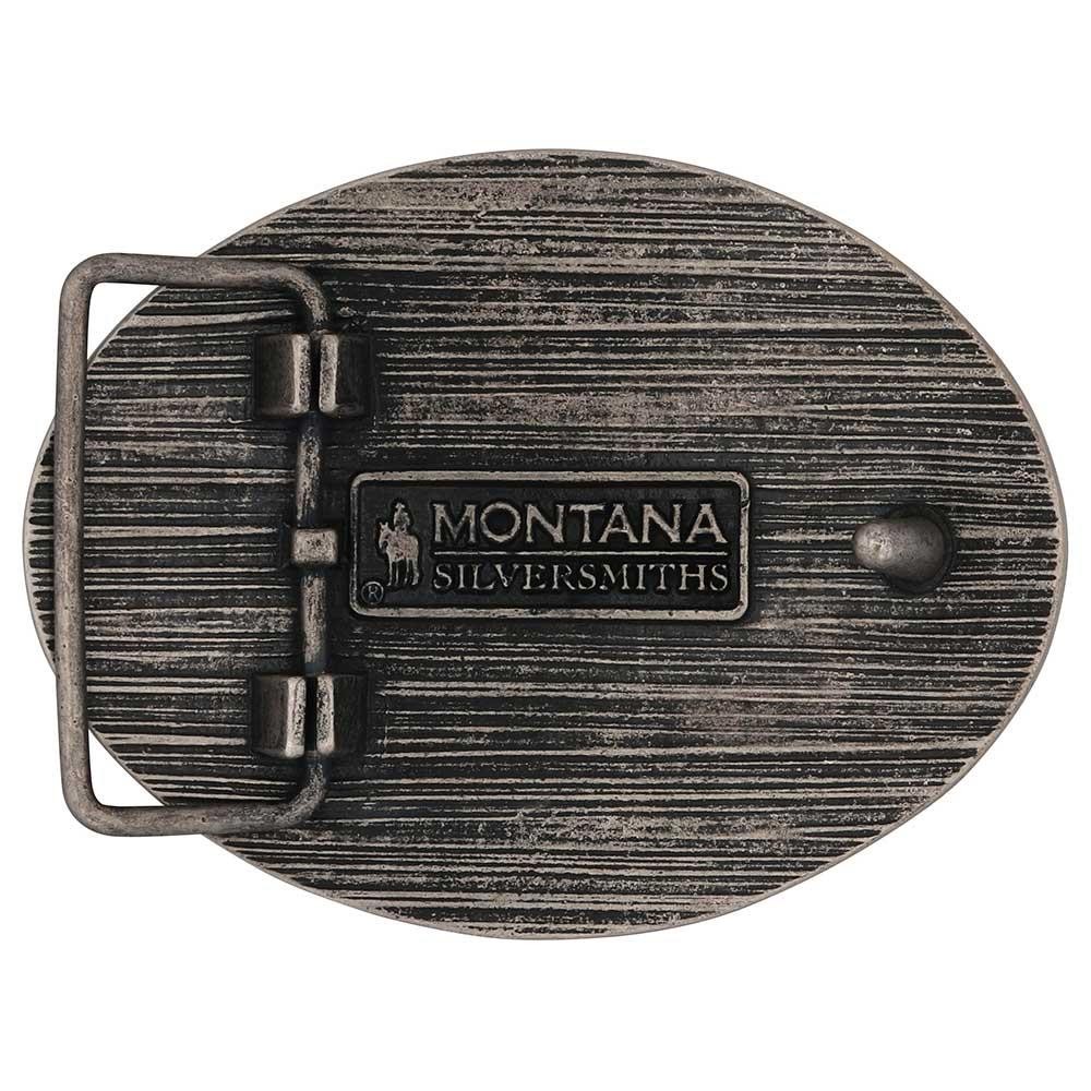 Montana Silversmiths Attitude Two-Tone Longhorn Rope Edge Western Belt Buckle