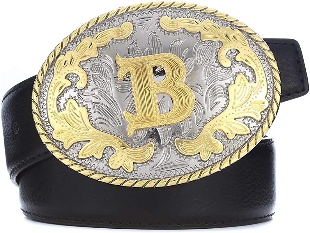 Initial Belt Buckles Alphabet Letter Texas Rodeo Western Cowboy Fashion