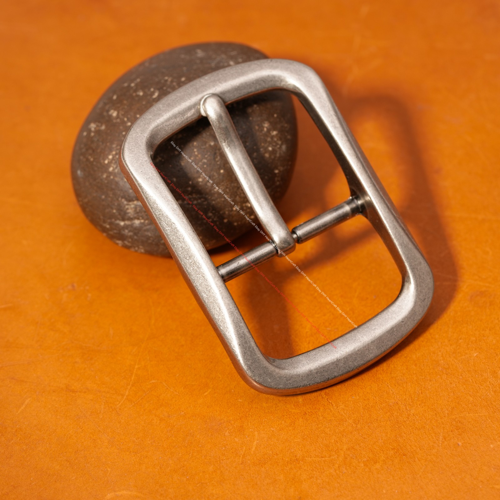 40mm Men Vintage Silver Western Leathercraft Center Bar Leather Belt Buckle