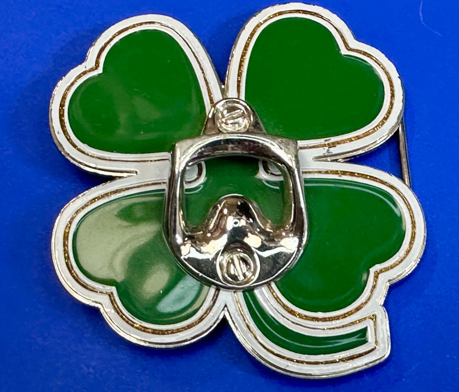 Lucky Four Leaf Clover Shamrock Cut Out Novelty Belt Buckle with Bottle Opener