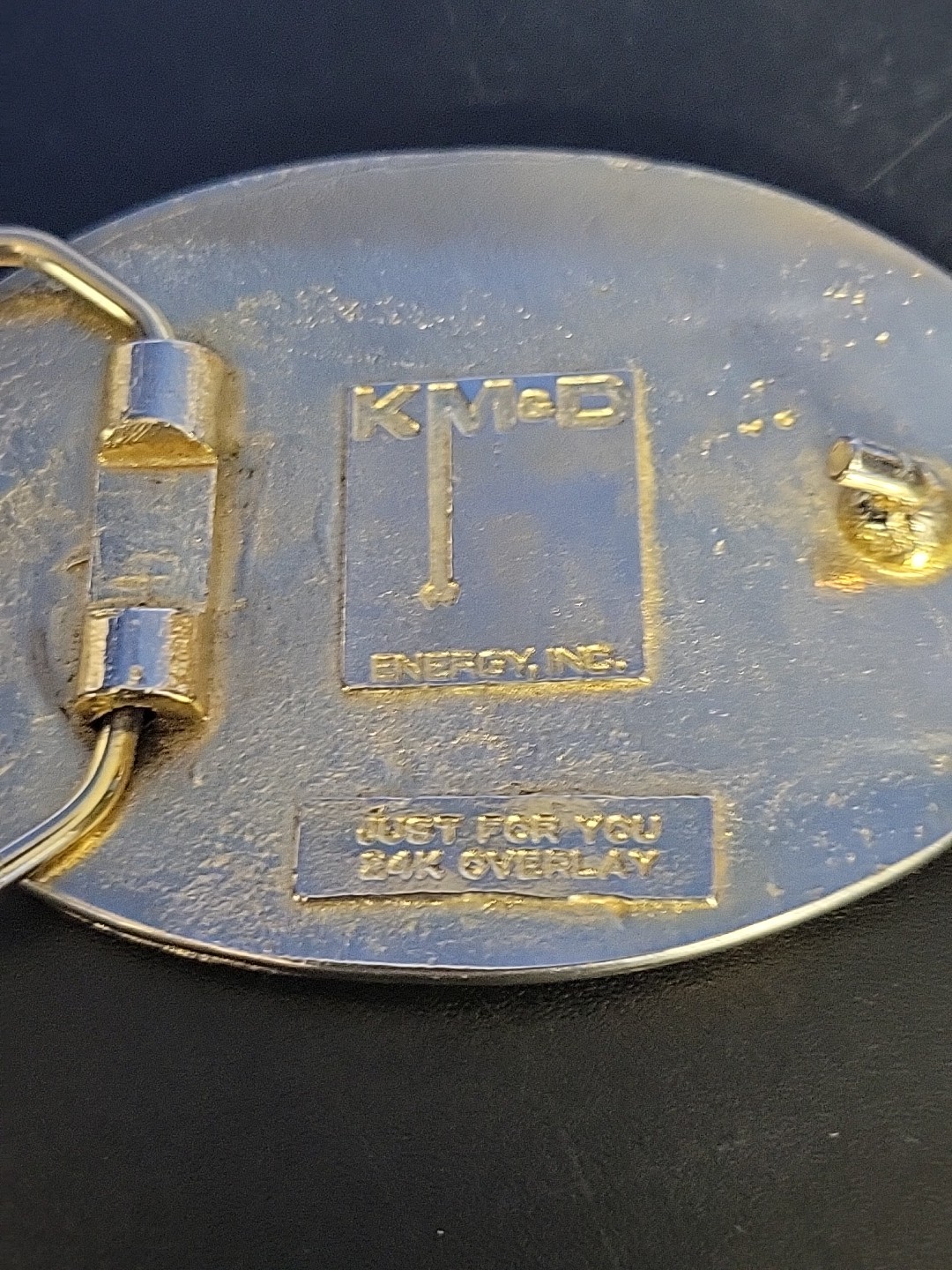 Vintage Oil Pump Oil Drill 24K Gold Overlay Belt Buckle KMD Energy VHTF