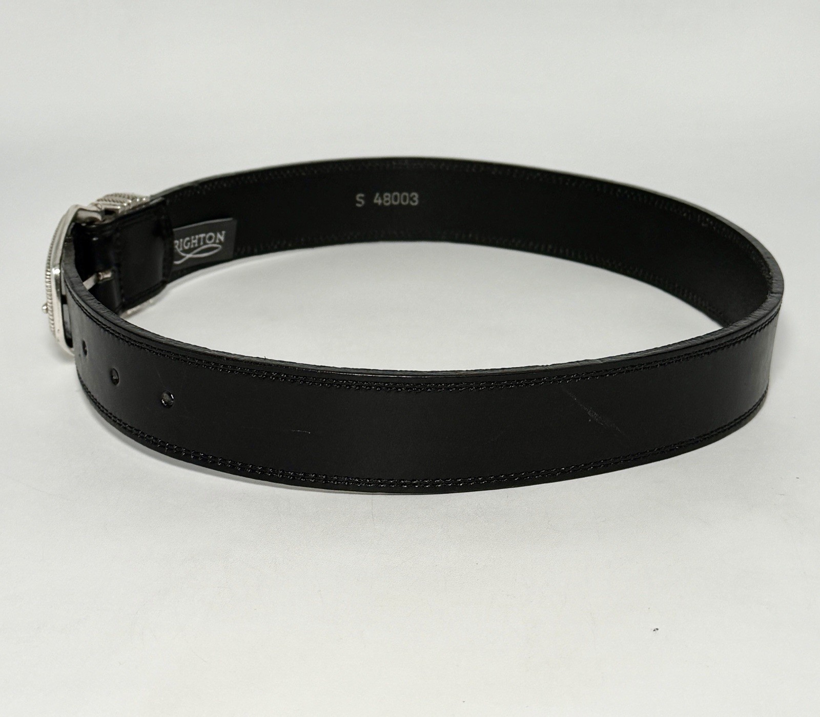 Brighton Black Leather Belt Silver Accents Small 48003