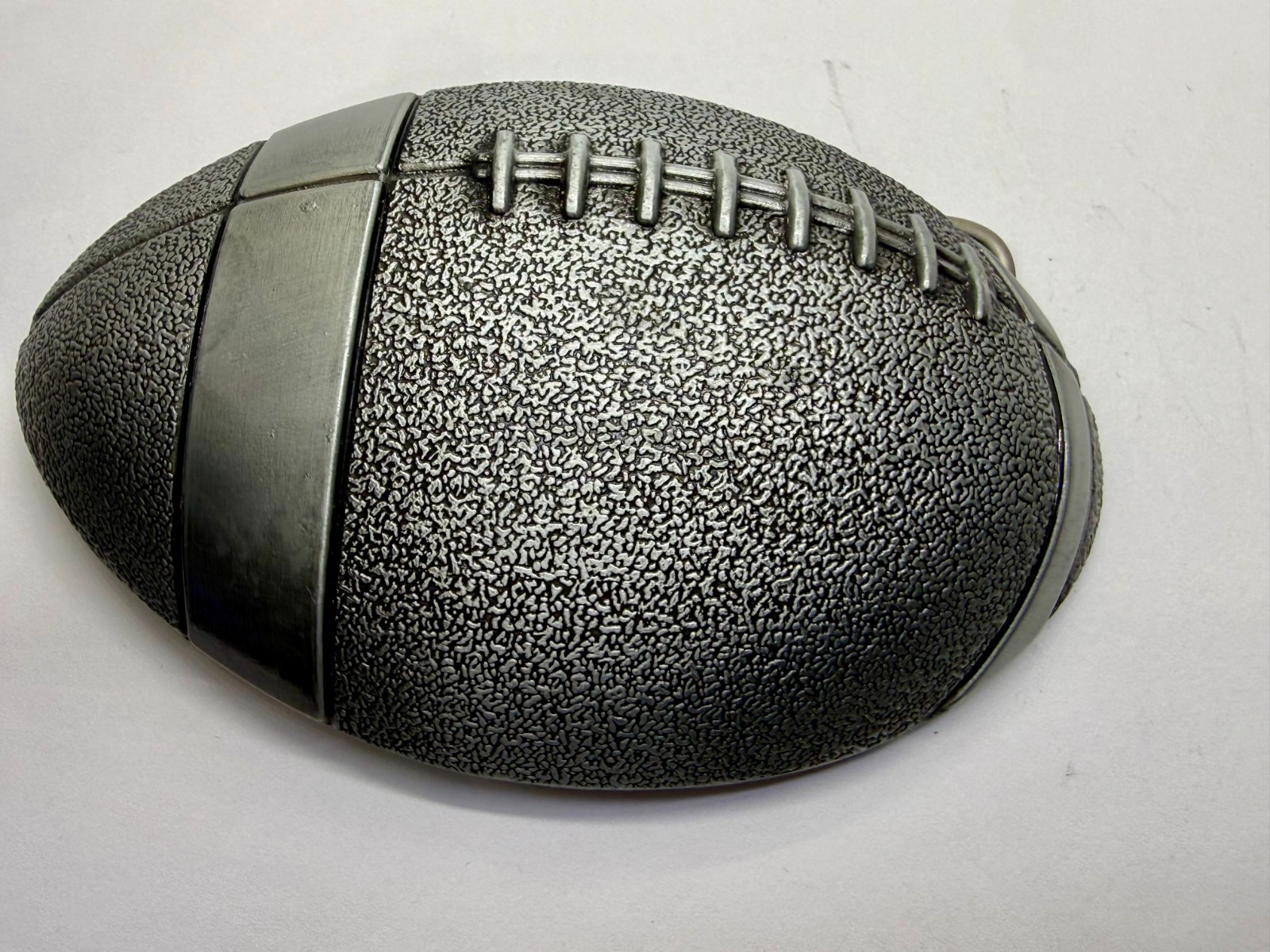 American Football Sports Textured Ball Cutout Silver Color Figural Belt Buckle