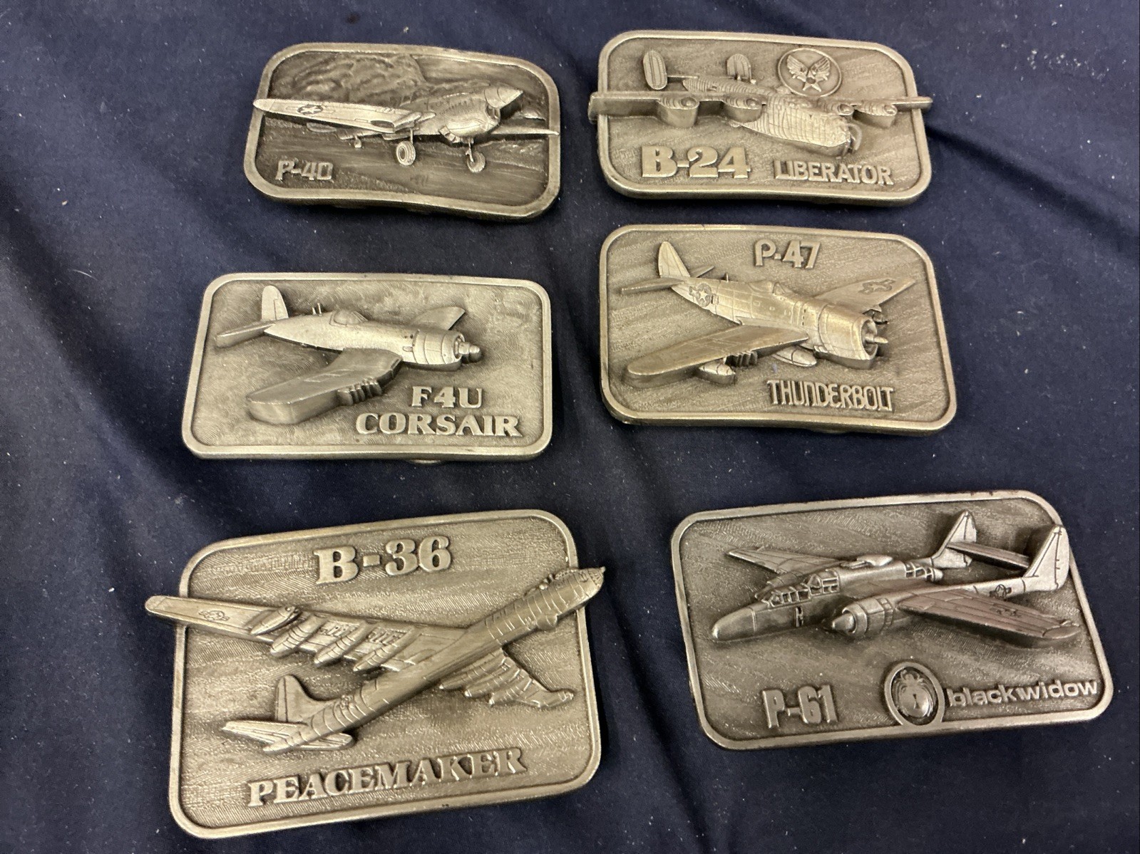 Vintage Buckle Connection Belt Buckles Military Aircraft Lot Of 6 WW2 Planes