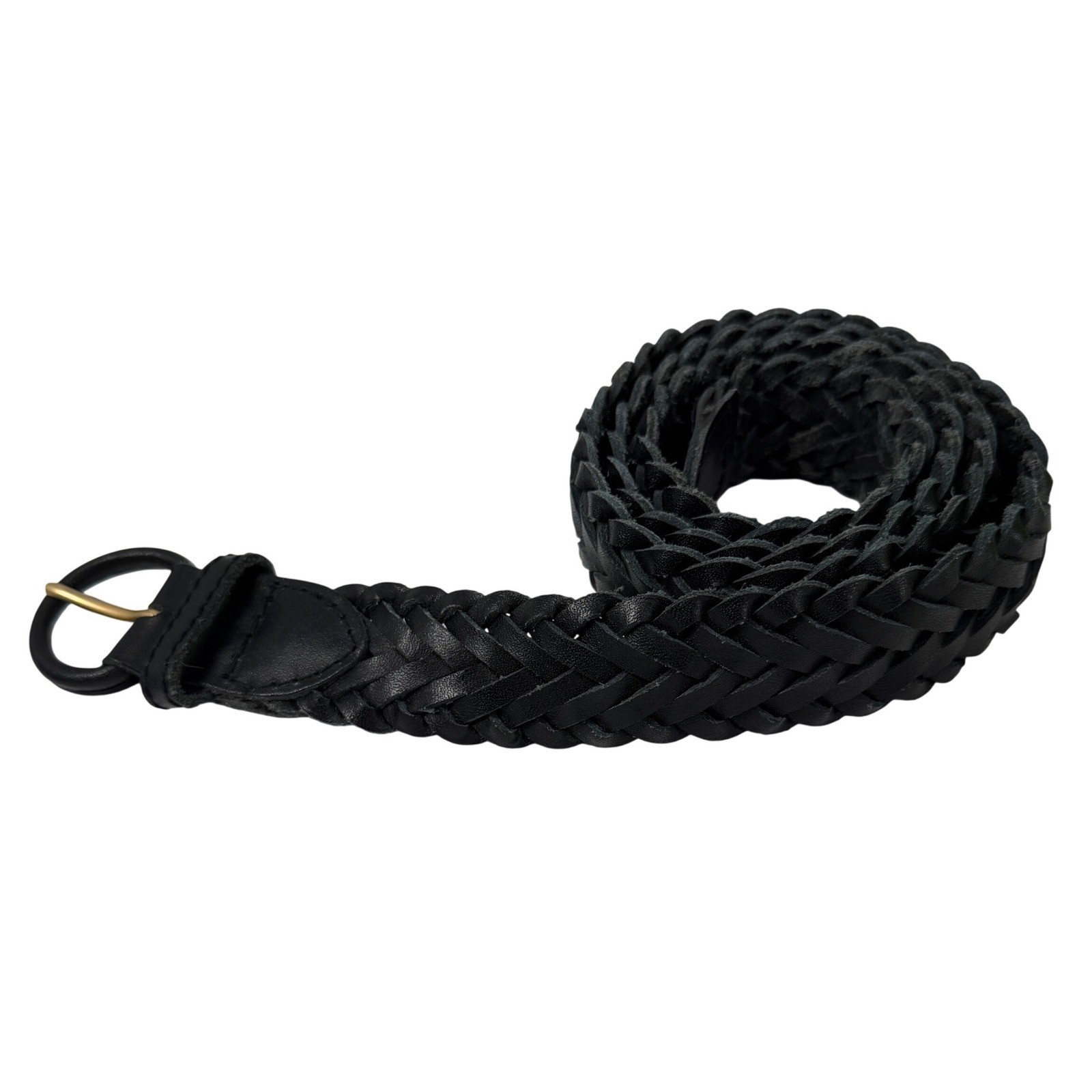 Surrey Braided Leather Belt Black Woven Stretch Casual Mens 42/44