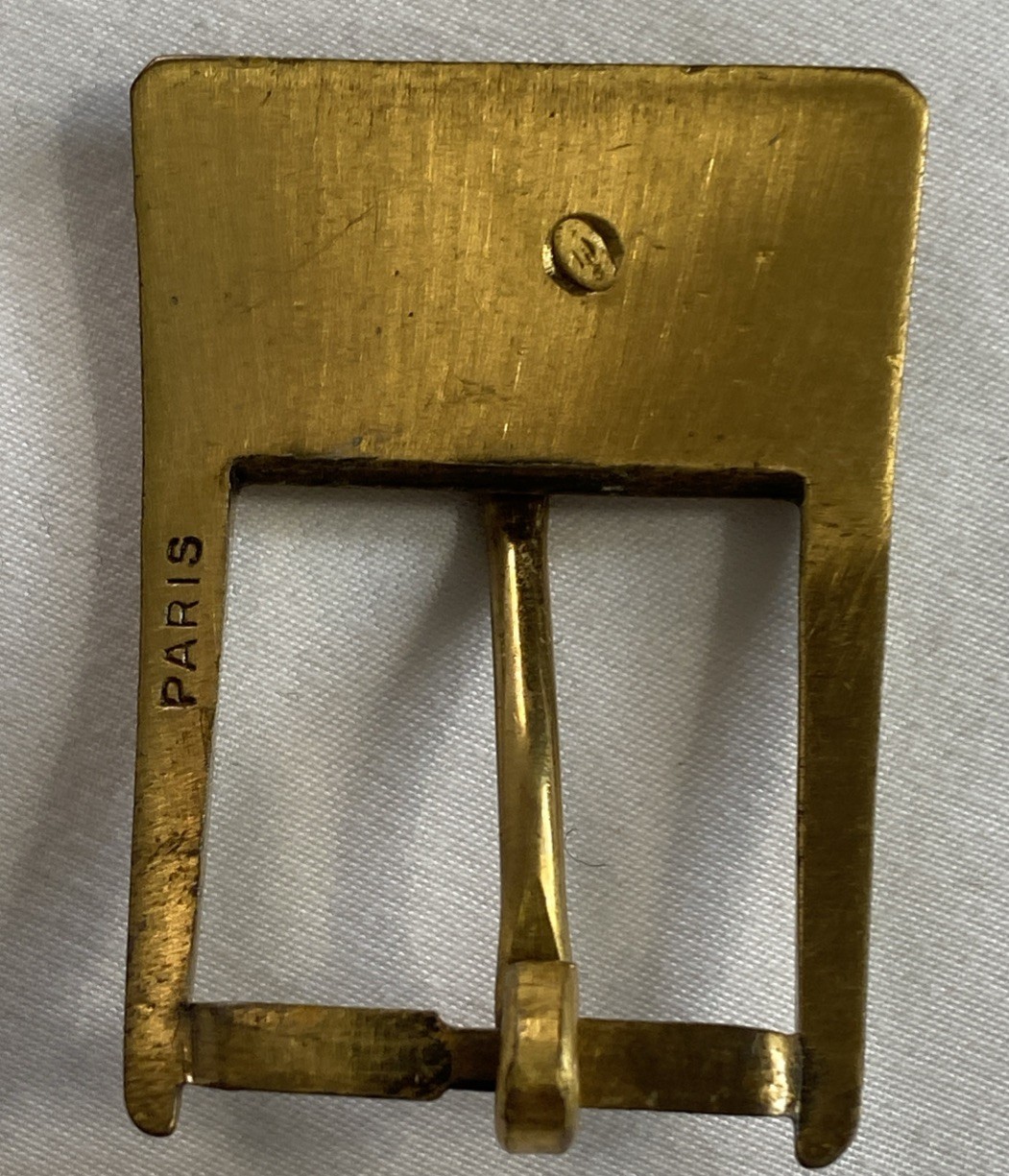 Gold Tone Monogram M or W Belt Buckle Made in Paris 2” x 1 3/8” Unisex