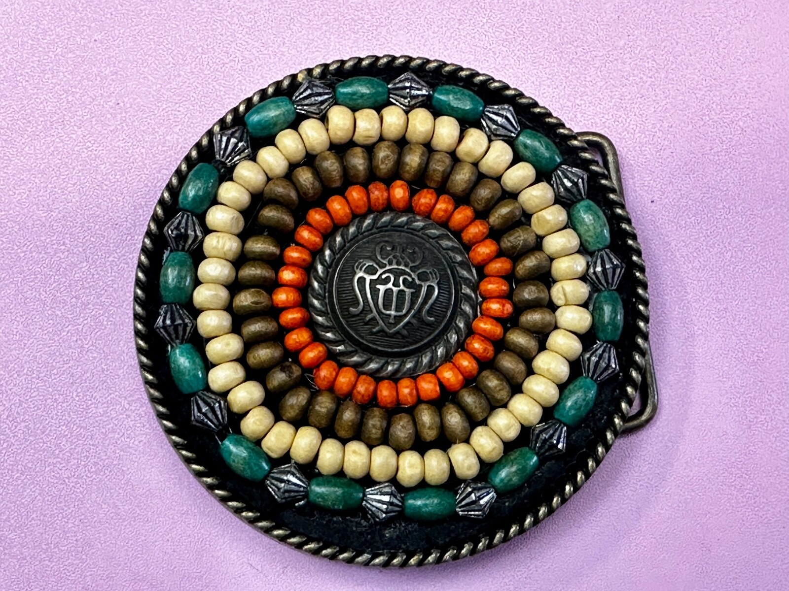 Beaded Tribal Multicolor Bead Boho Hippie Theme Belt Buckle