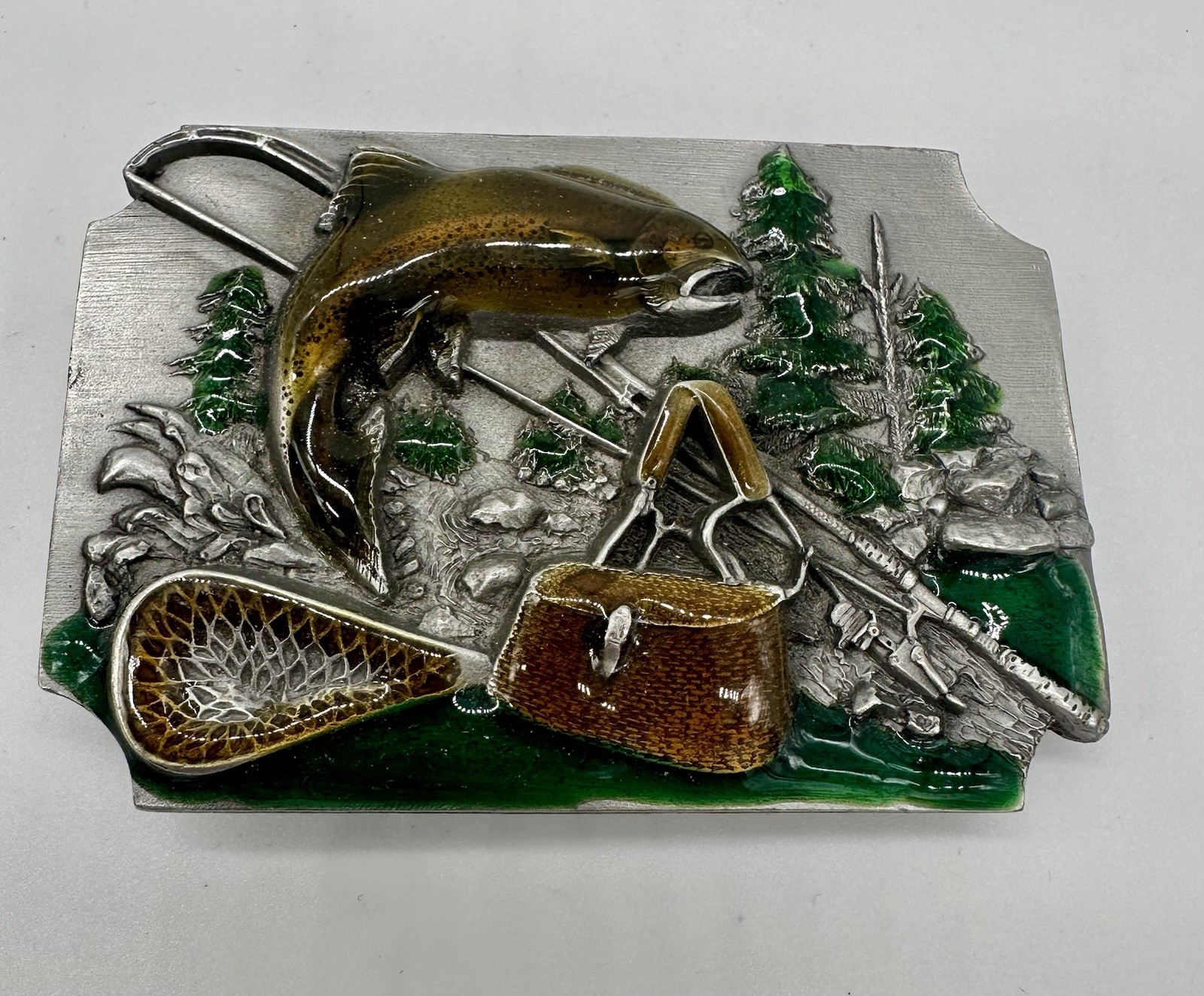Vintage Siskiyou Belt Co Belt Buckle : Fly Fishing Outdoors Brown Trout Made USA