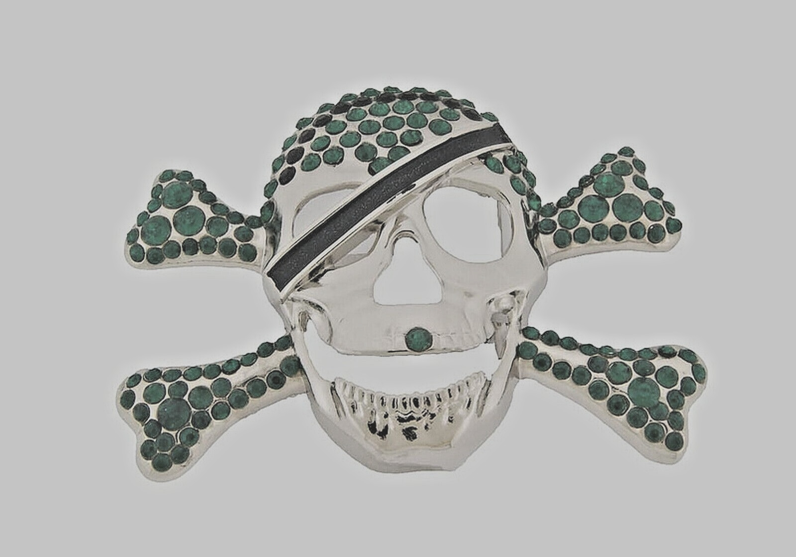 Skull Belt Buckles Crossbones Bandana Halloween Pirate Costume Bling Green Metal