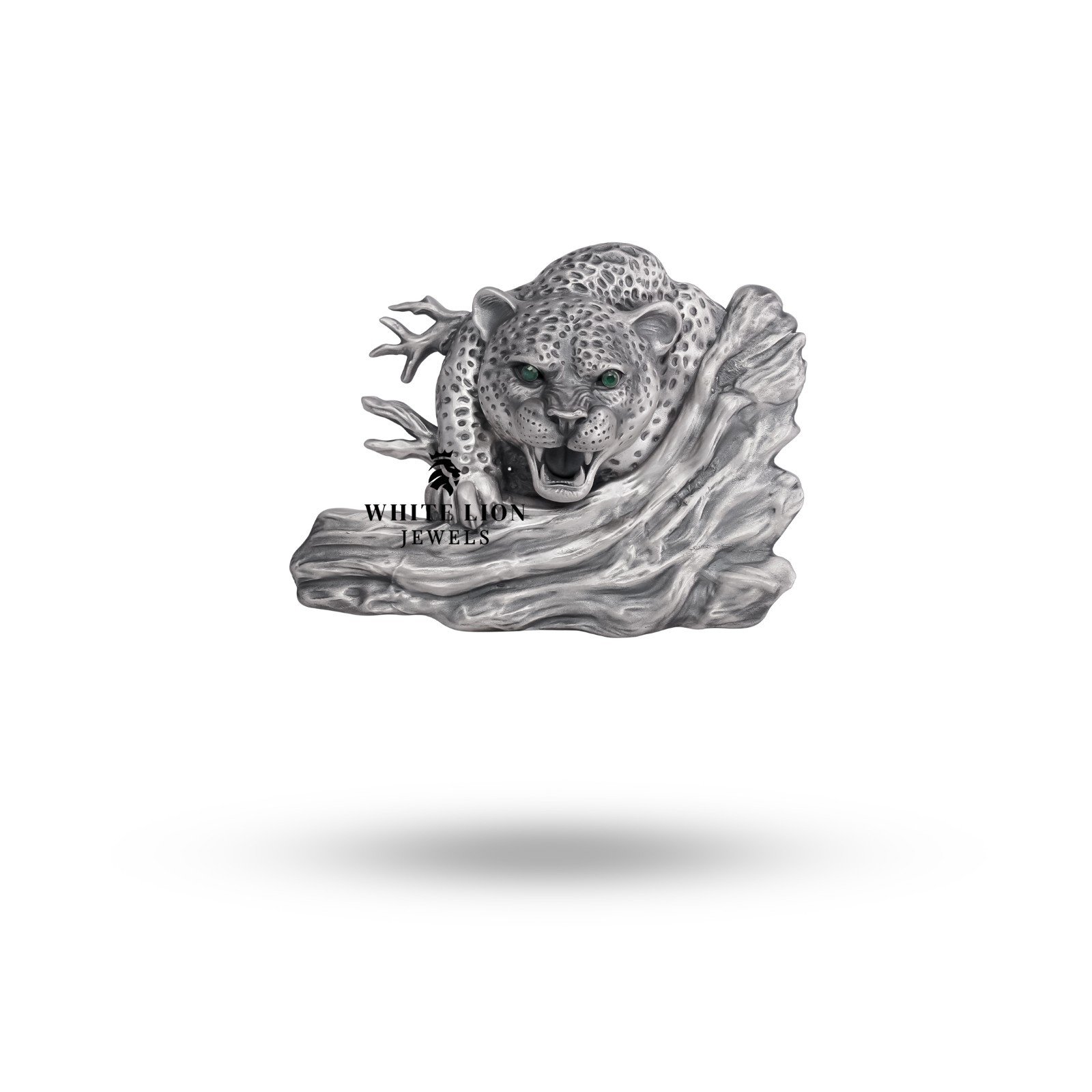3D Panther Green eyes symbol of speed Belt Buckle 925 Sterling Silver accessory