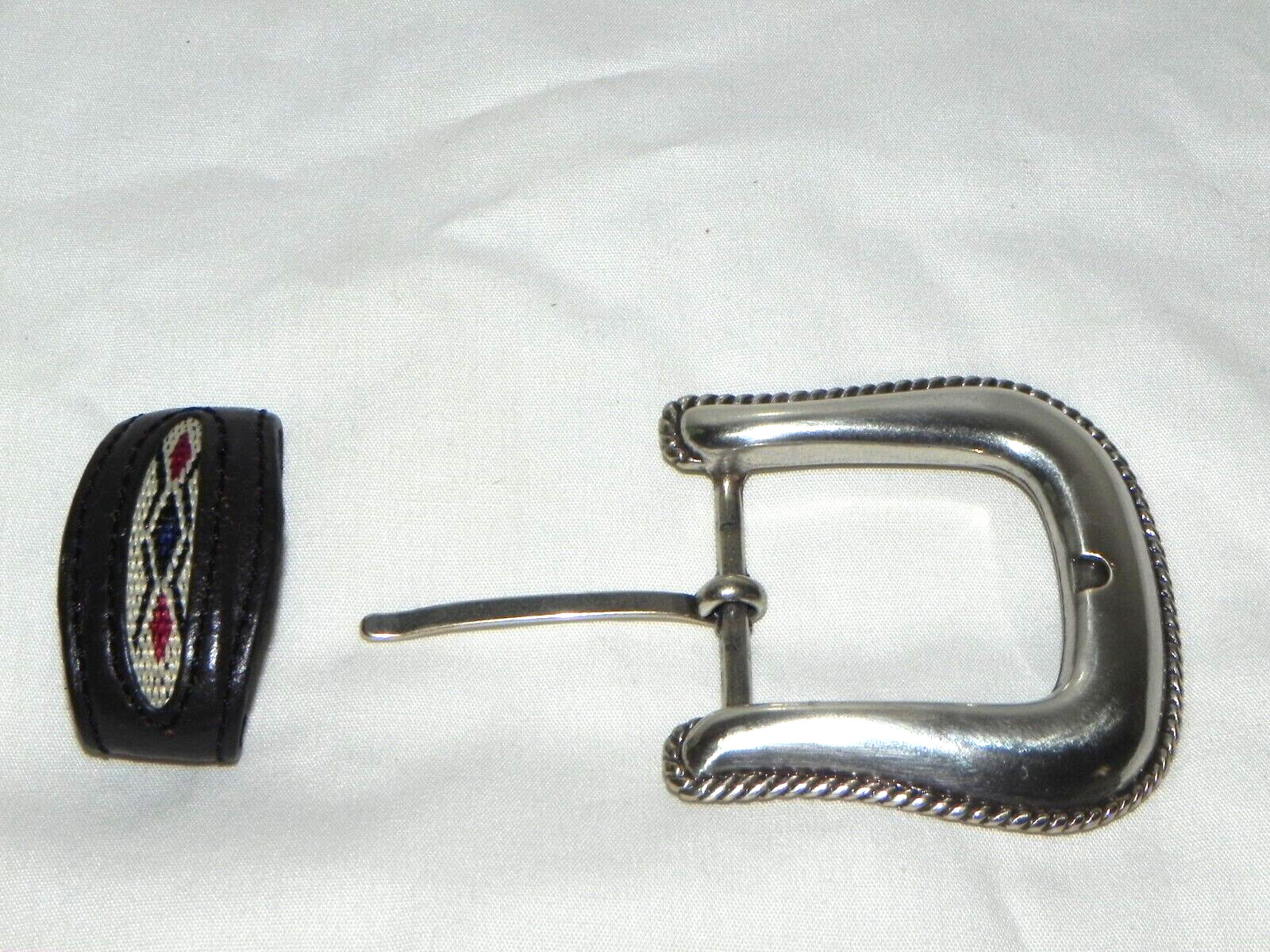 Silver Color Belt Buckle & Belt holder, Nice shape. 2-1/4&Prime;