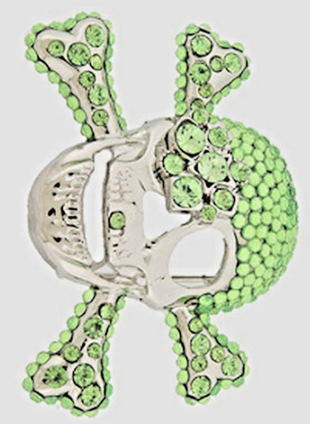 Skull Belt Buckles Crossbones Halloween Pirate Costume Bling Green Rhinestones