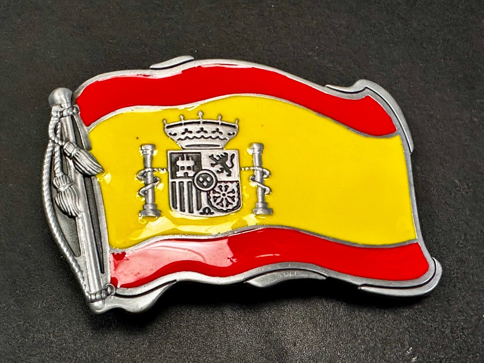 Spain Spanish Madrid Barcelona Flags Enameled Figural Patriotic Belt Buckles