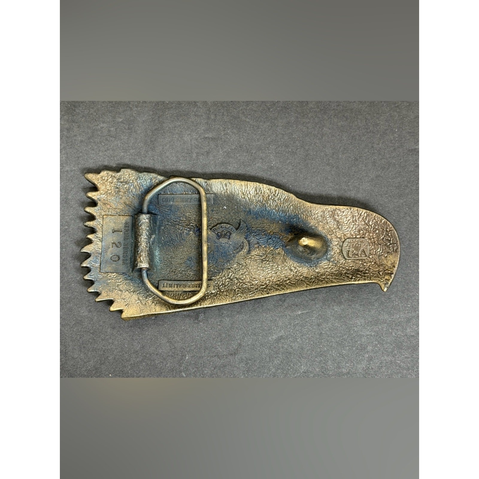 Vintage 1976 Eagle Brass Belt Buckle The Great American Buckle Co SN # 120 USA