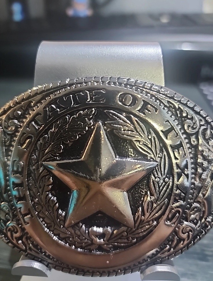 Silver Metal Belt Buckle State Of Texas Lone Star Western Fashion Cowboy