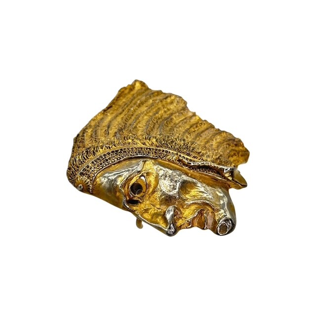Christopher Ross Vintage Indian Chief Head Gold Plated Brass Belt Buckle