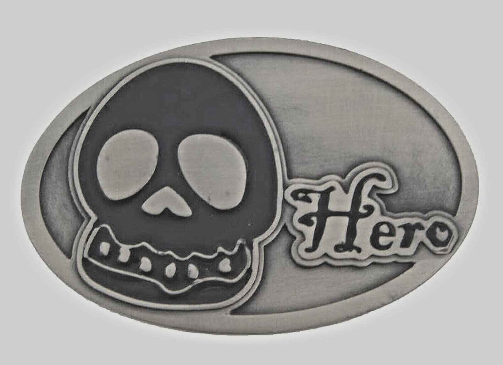 Skull Belt Buckles Gray Metal Vintage Antiqued Halloween Party Costume Skeleton