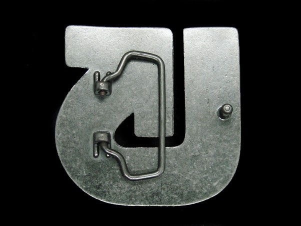 UC07129 DIECUT **UNKNOWN LOGO** SILVERTONE METAL BELT BUCKLE