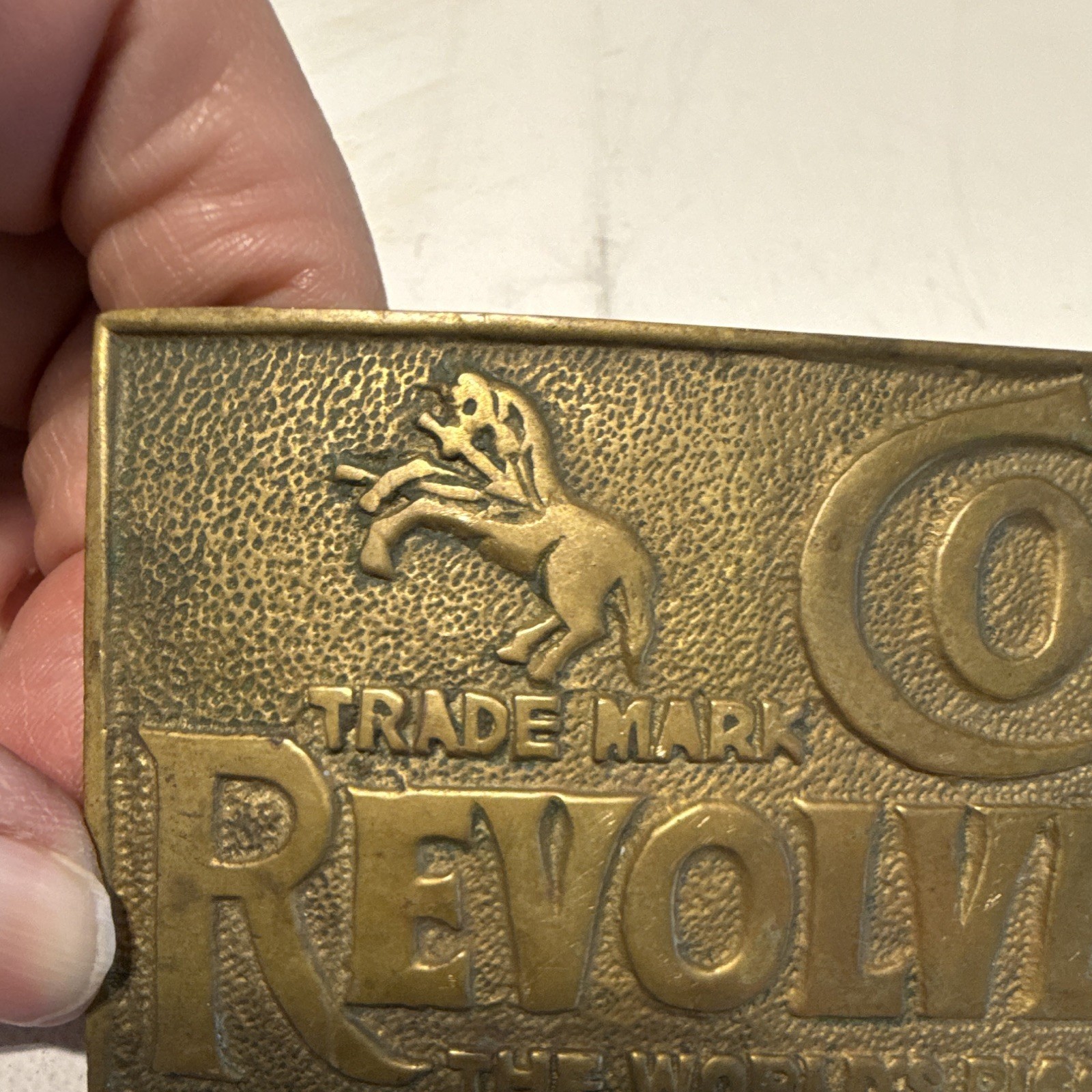 Colt solid brass gold western rectangular belt buckle logo fits 1.75&Prime; 705