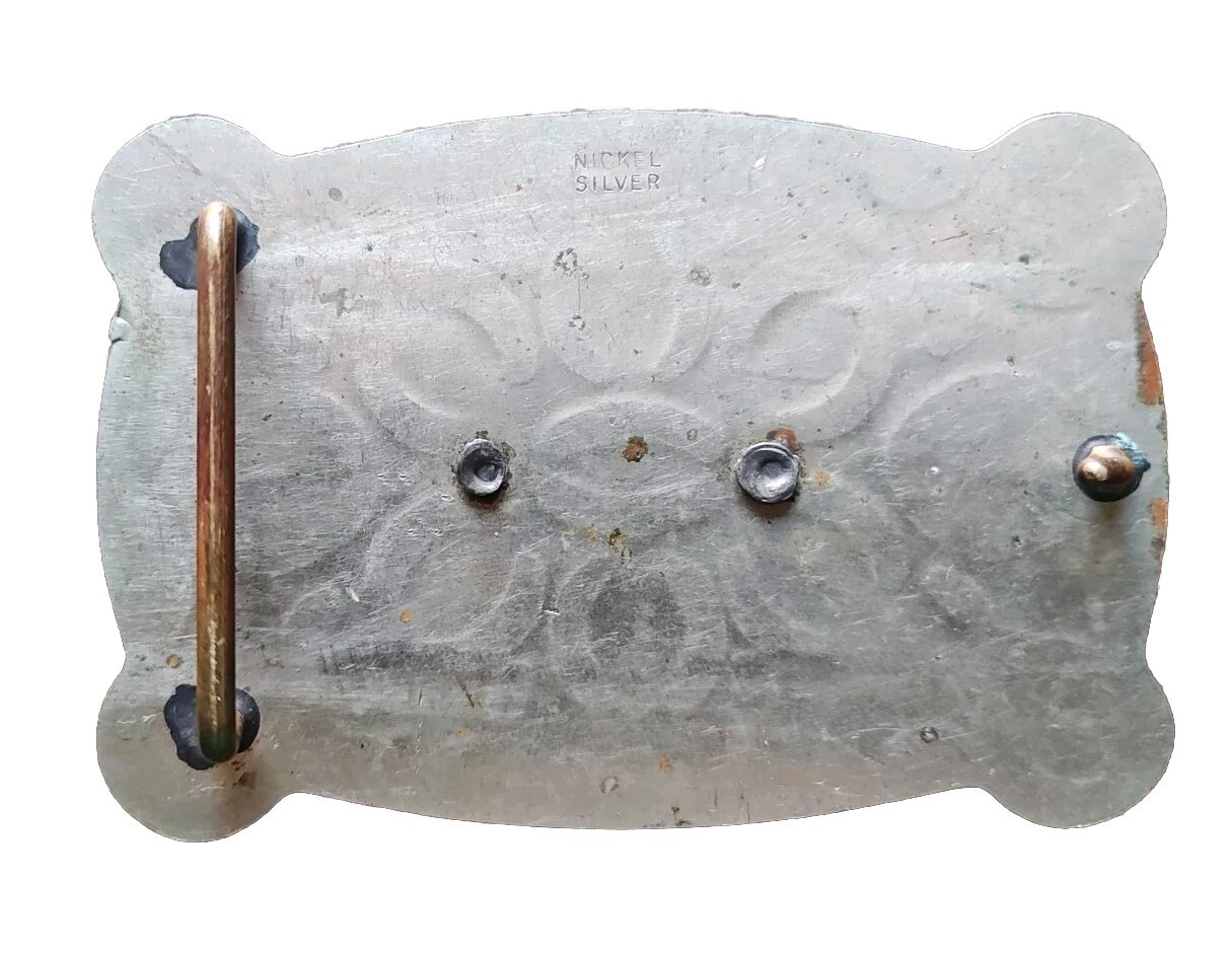 Vintage 1970&rsquo;s Horse Western Belt Buckle Hand Stamped