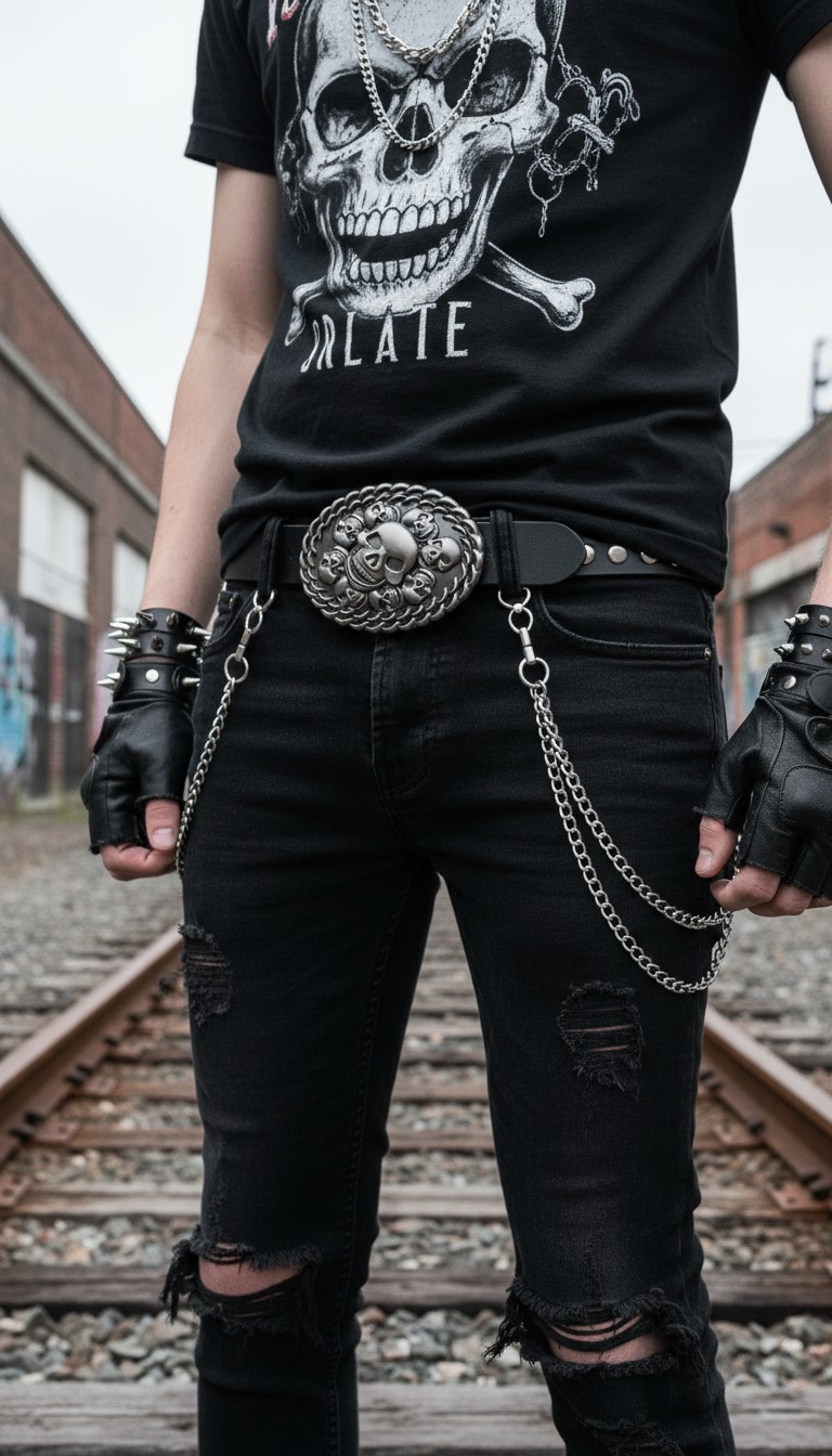 Men / Women Dark Silver Metal Belt Buckle Fashion Skeleton Skulls Pirate Bones