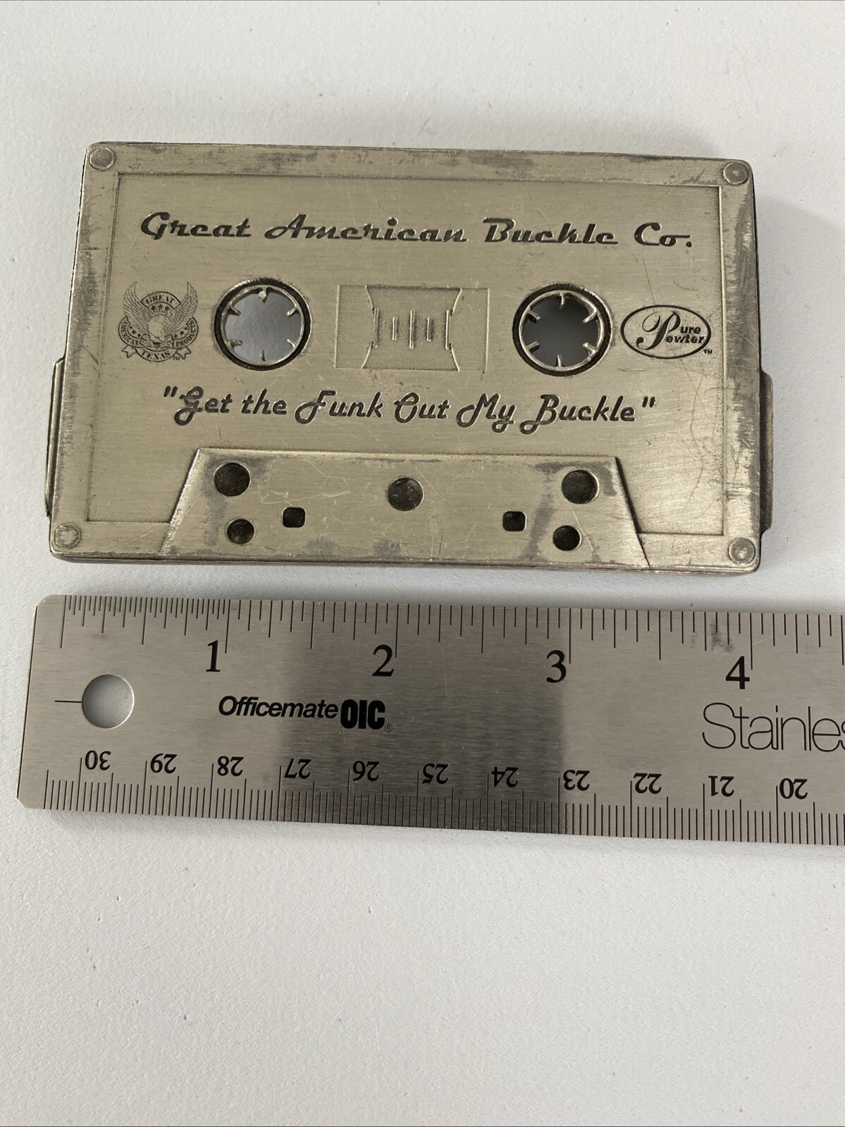 Cassette Belt Buckle “Get The Funk Out My Buckle” Great American Buckle Co.