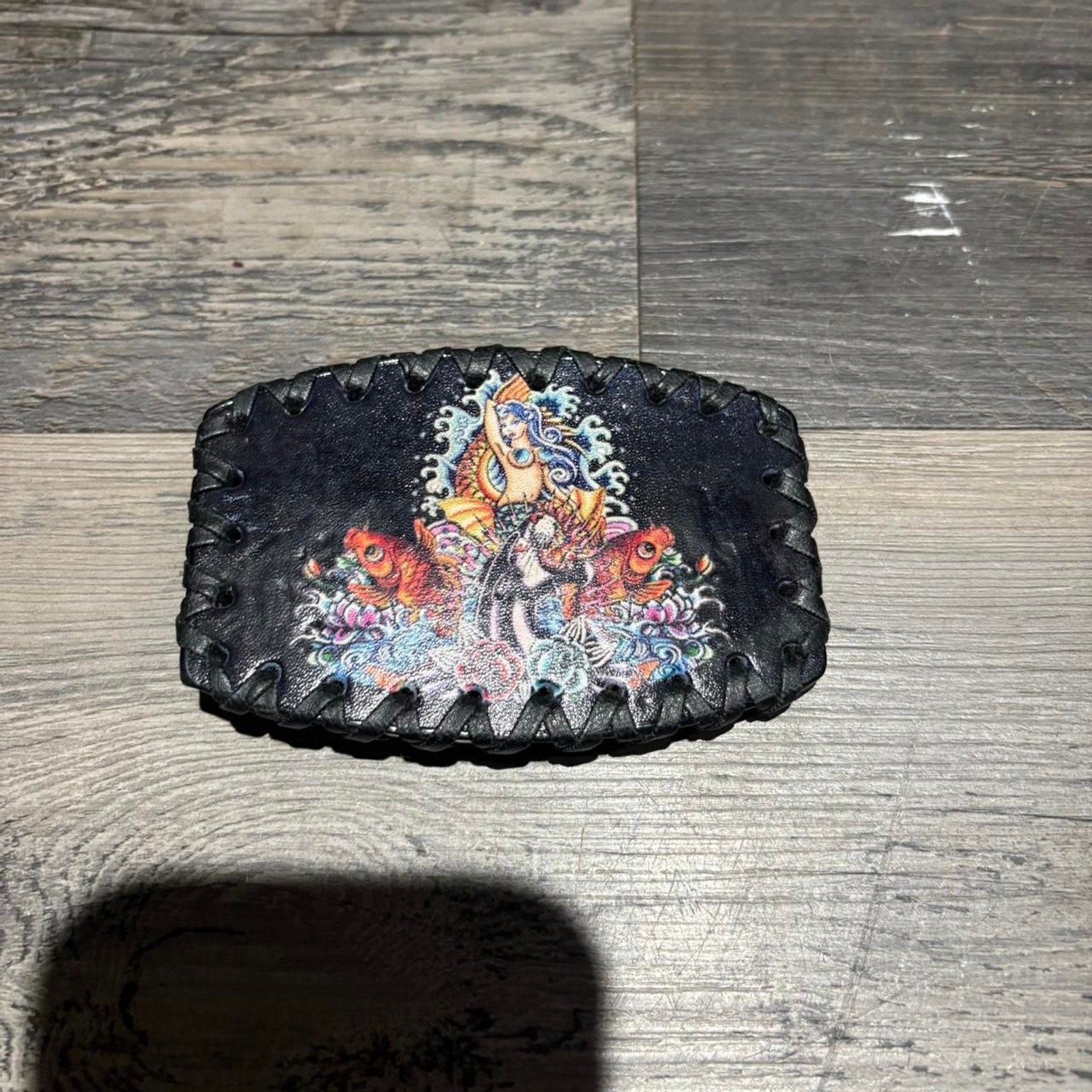 American trad tattoo style vintage Faux Leather y2k Men&rsquo;s Black Belt buckle