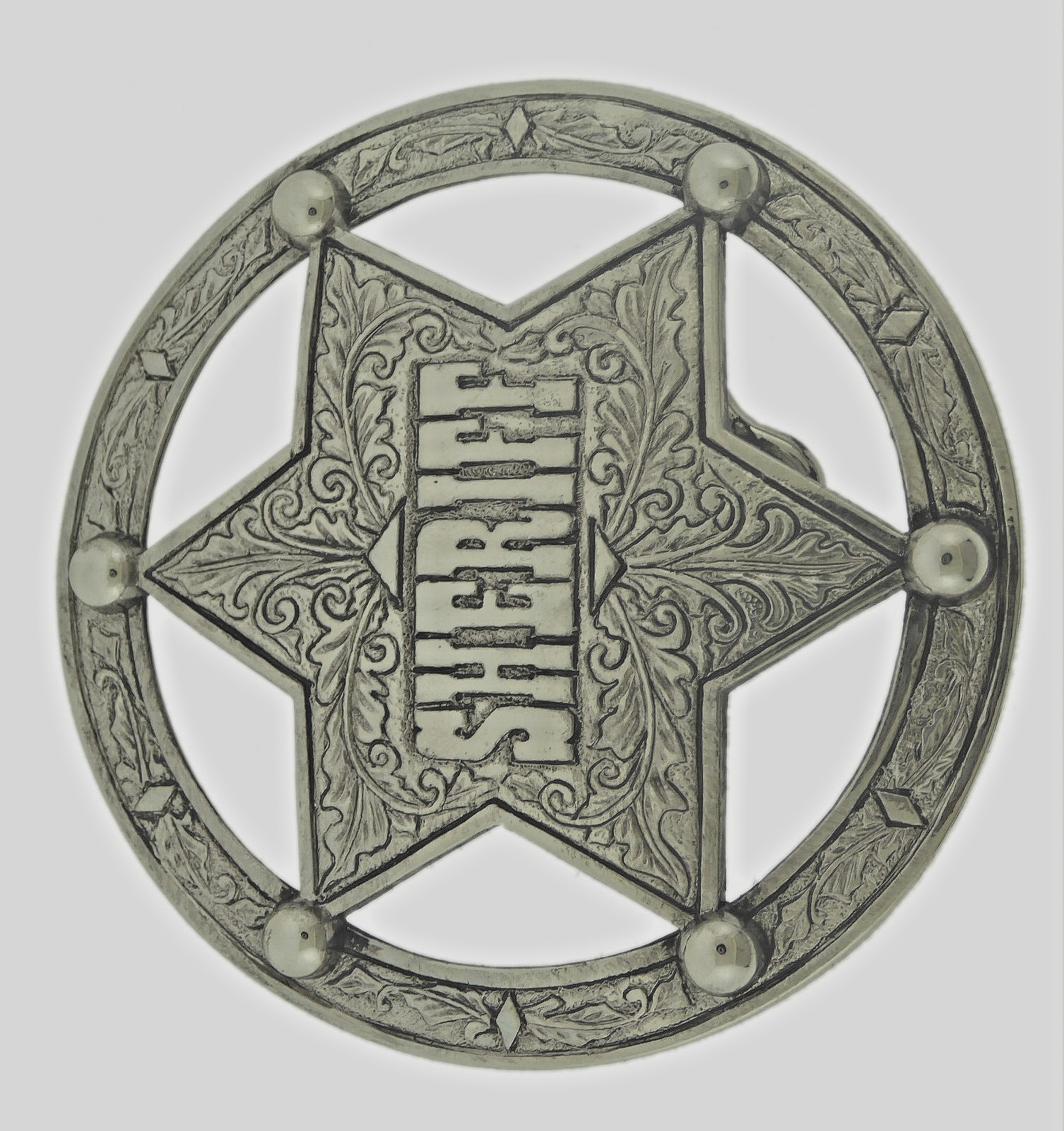 Sheriff Badges Belt Buckles Mens Western Peace Police Officer Brushed Gray Metal